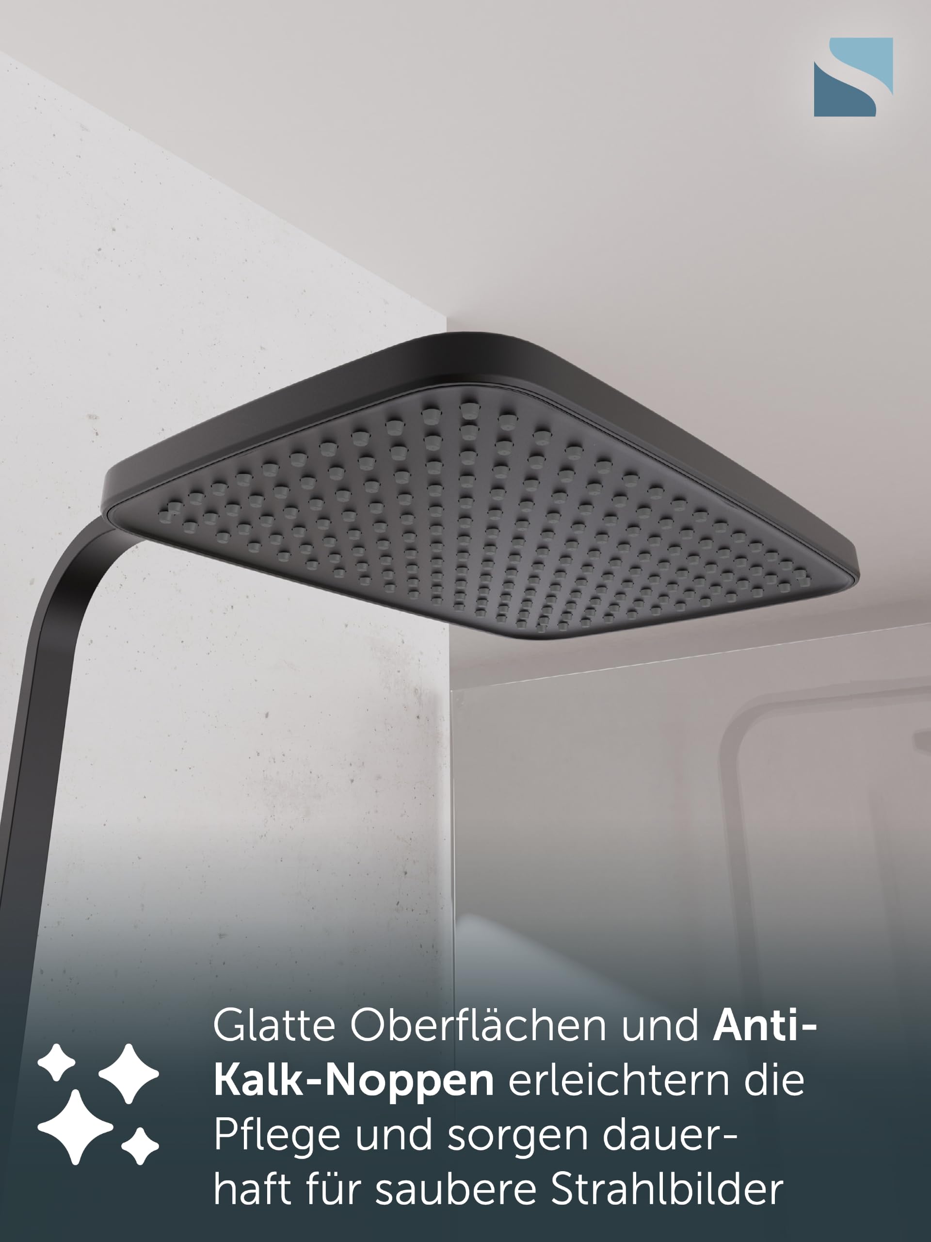 SCHÜTTE GRAN CANARIA E Duschsystem Regendusche mit Thermostat und Wandhalterung, 30x30cm Edelstahl Duschkopf, Duschset inkl. Duscharmatur, Duschstange Brause, Schwarz