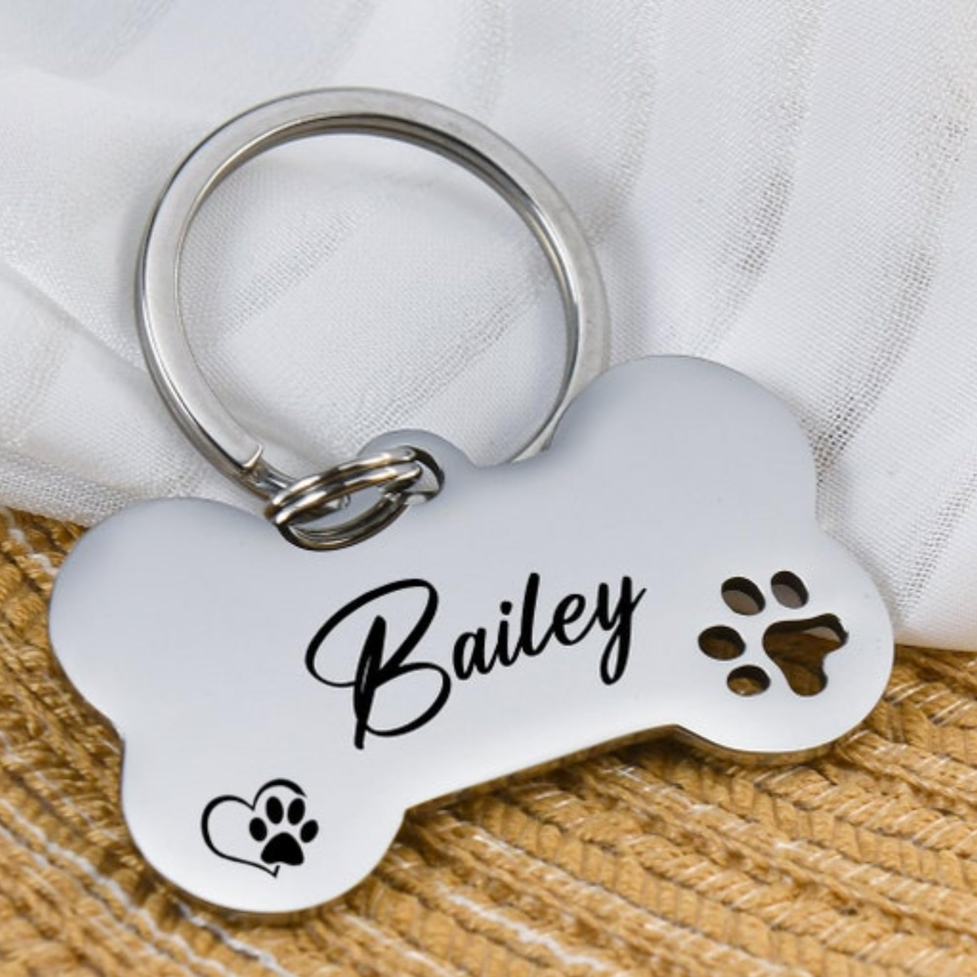 Pawsify Personalized Dog Tag with Name, Customized Name Tag for