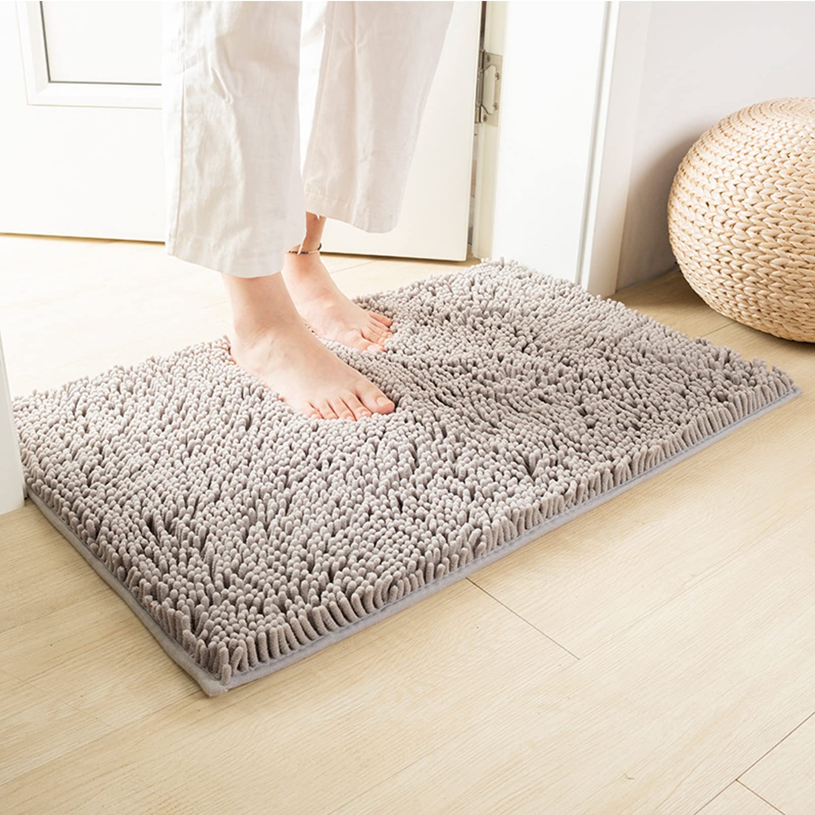 Juego de 4 alfombras de baño con tapa de inodoro, antideslizantes, tapetes de baño de felpilla extrasuaves, alfombras de baño absorbentes, alfombras peludas perfectas de felpa en forma de U para 4