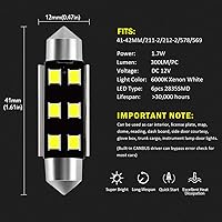 Vista 3 de AUXLIGHT 211-2 212-2 578 569 214-2 41MM 1.61 pulgadas Festoon Canbus - Bombillas LED interiores sin errores, 6000 K, xenón blanco, chips 6SMD súper