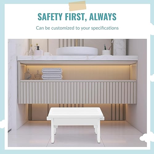 Miniatura 2 de Dream On Me Reposapiés de lactancia ajustable Ease-Up en blanco, hecho de madera de pino resistente, ligero, fácil de montar