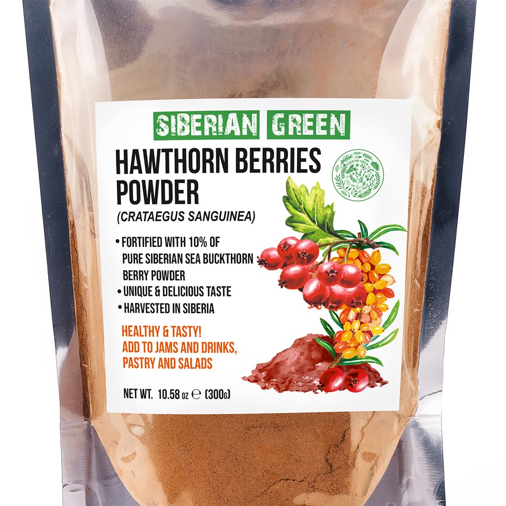 Ground Siberian Hawthorn Flour 300g (10.58 oz) w Sea Buckthorn Herbal Dried Fine Powder Tea Crataegus Sanguinea Hippophae Rhamnoides Siberia Altai Mountains Taiga