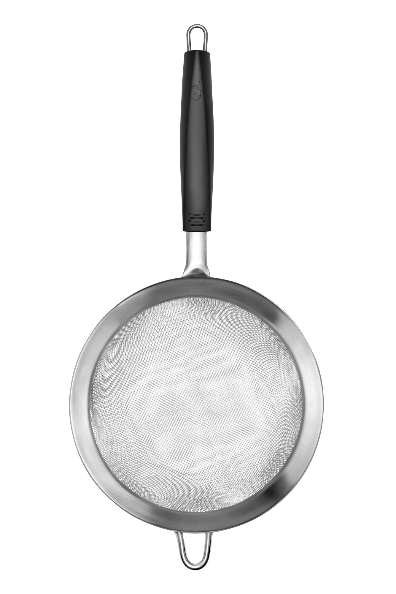 Lurch 230220 Tango sitko duże, sitko kuchenne z uchwytem, ze stali nierdzewnej i tworzywa sztucznego, czarne, Ø 18,5 cm