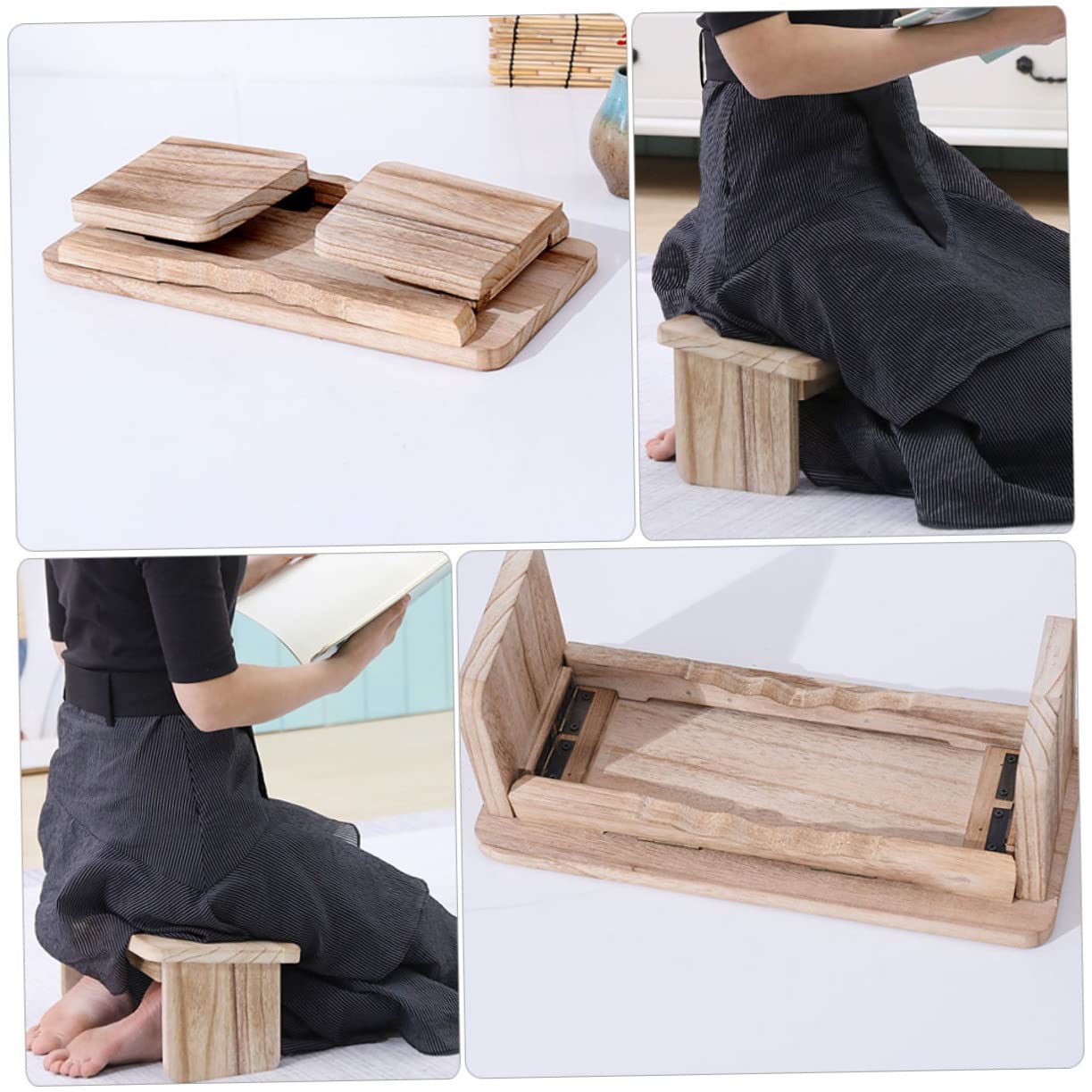 CORHAD Tabouret Zen En Bois – Banc Pour S’agenouiller, Assise Confortable, Pliable, Léger, Pour Méditation Ou Prière