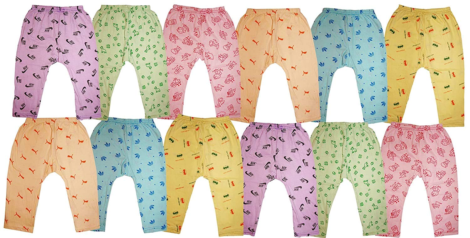 SEE FIT Kids Boys Girls Cotton Diaper Fit Pyjama Bottom Wear Pants Pack of 12