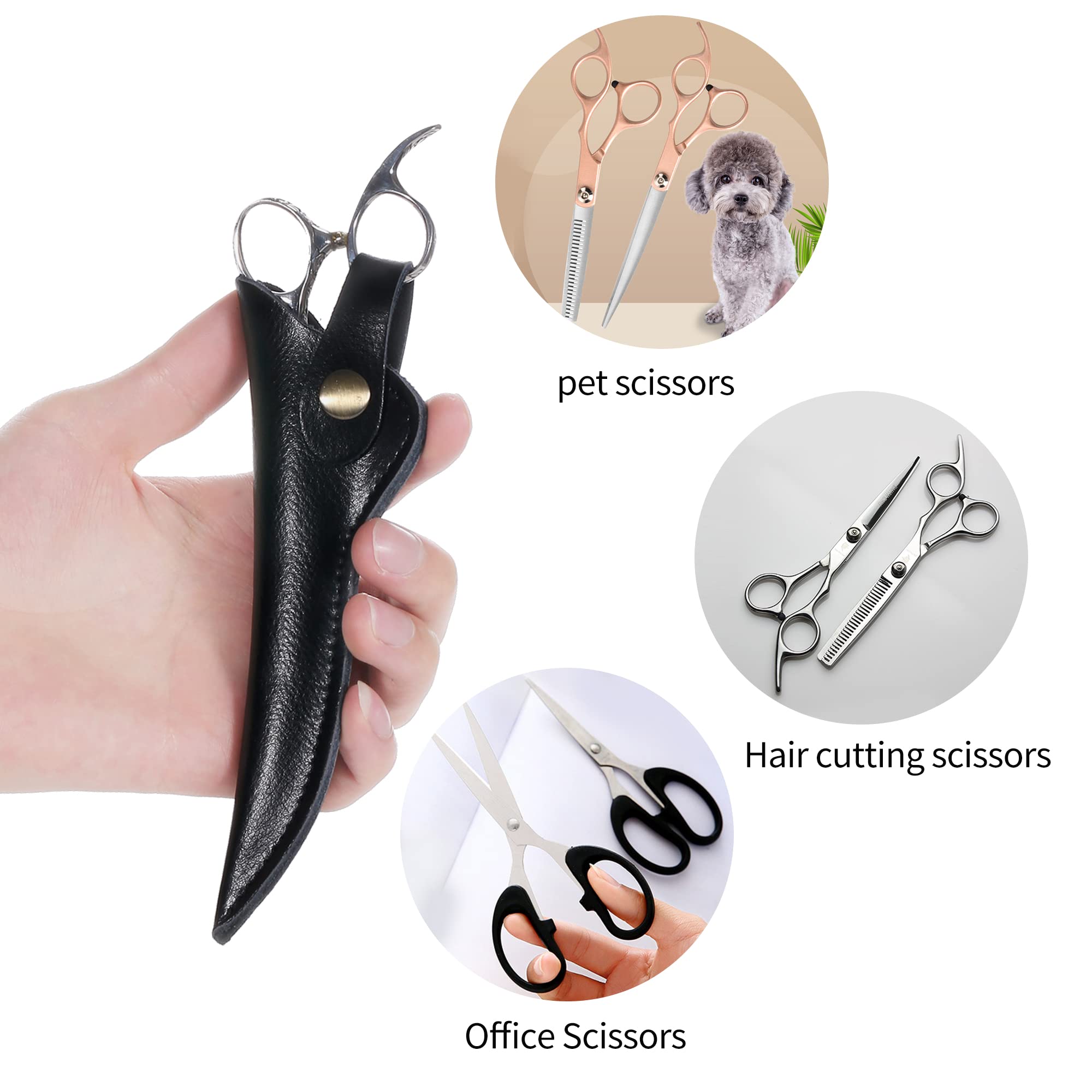PERFEHAIR Scissor Pouch Holster 2 Pack, Soft Leather Shear Holder Case for Hair Stylist,Barber, Hairdresser Scissors, Black - Image 4