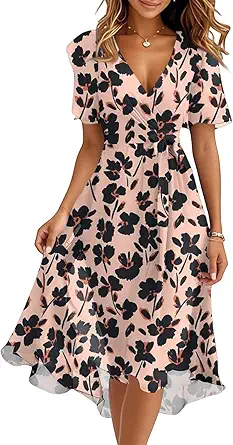 Spring Summer Chiffon Midi Dresses for Women 2025 Elegant Classy Wedding Guest Floral Formal Cocktail Prom Dress