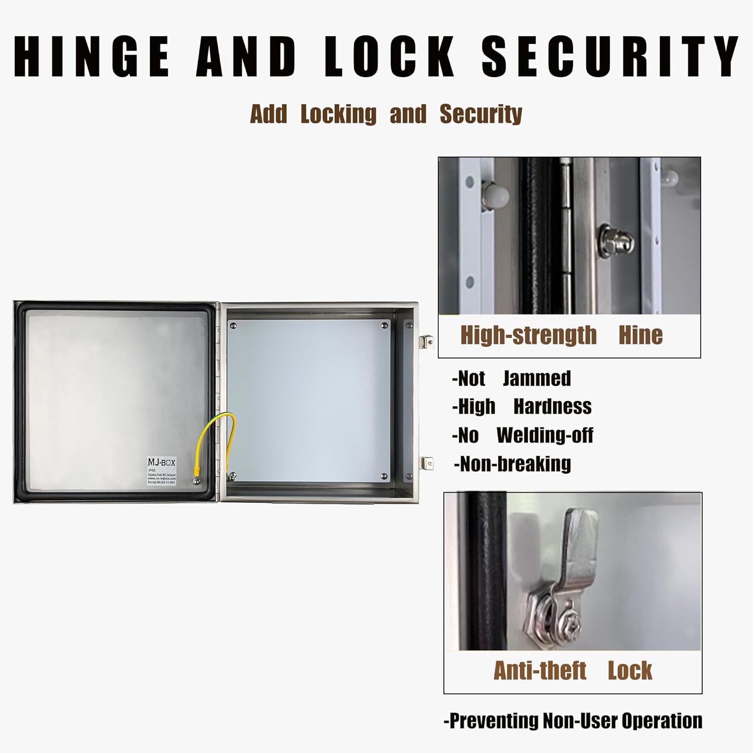 MJ-Box NEMA Steel Electrical Enclosure Box 12x12x6 304 Stainless Steel Explosion Proof Electrical Box IP66 Waterproof & Dustproof Outdoor/Indoor NEMA 4X Stainless Steel Enclosure