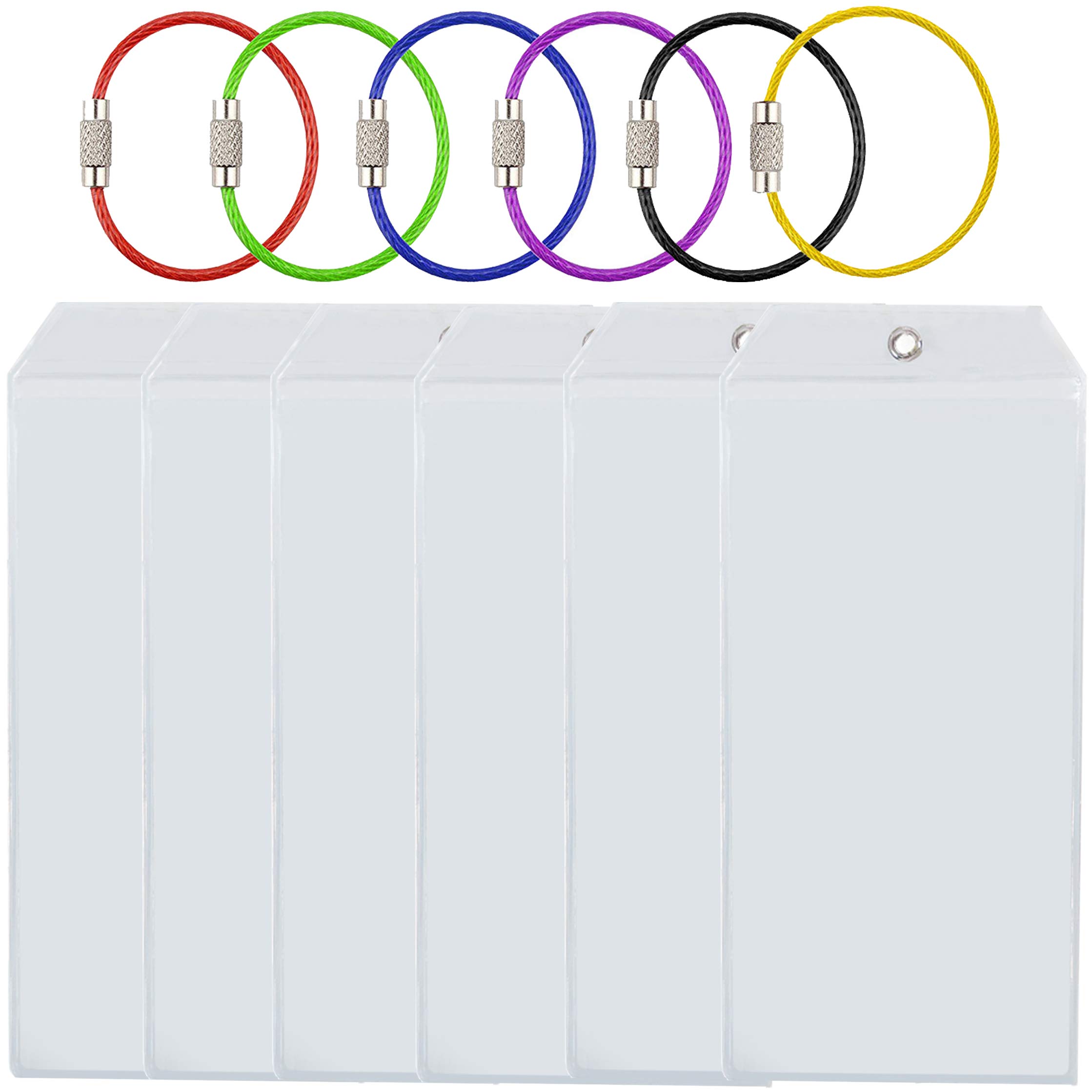 AMUUCruise Luggage Tags Large Tag Holders and 6 Pack 6 Colors Steel Loops for Travel,Cruise Ship