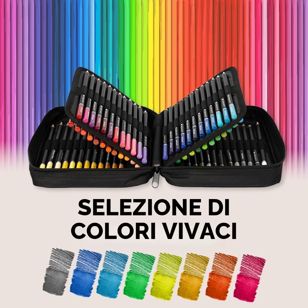 Castle Art Supplies 120 matite ad acquerello con integratori | Pigmenti vibranti di qualità | Disegna e dipingi allo stesso tempo | Per adulti dilettanti e professionisti | In una custodia