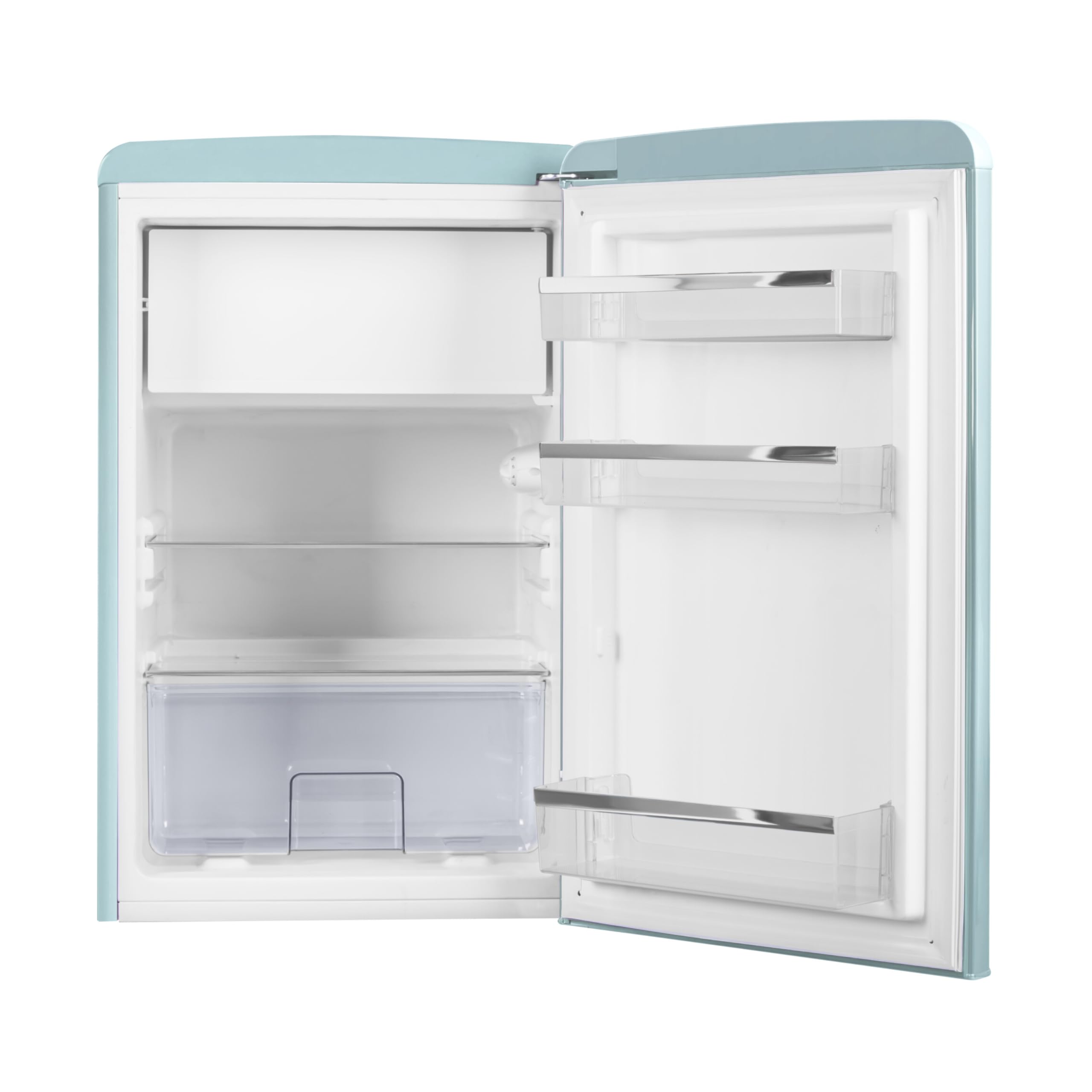 Amica KS 15612 T Retro lodówka z zamrażalnikiem/Ice Blue / 88 cm (wys.) x 55 cm (szer.) x 62 cm (gł.) / design retro