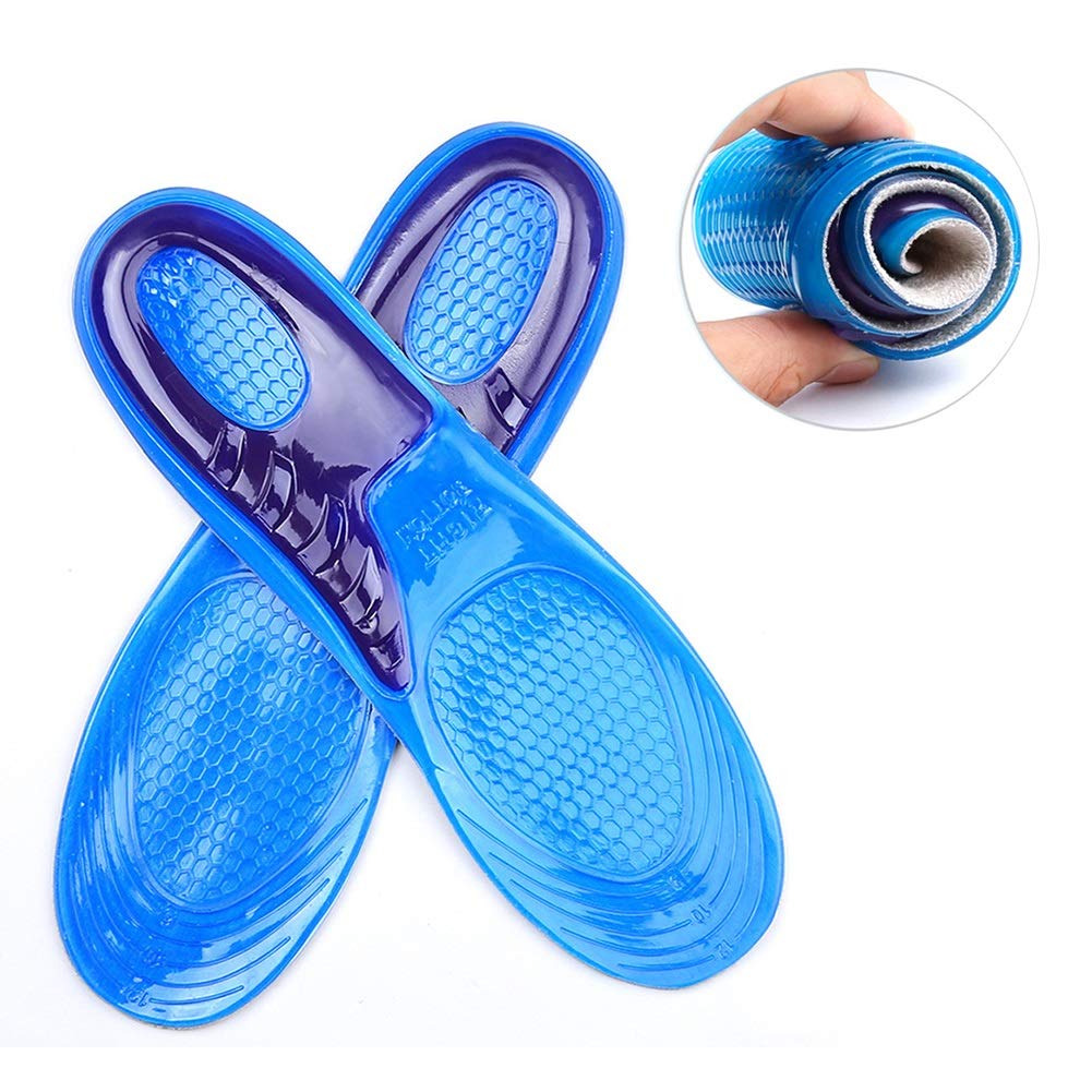 1 Paio di Grandi Dimensioni Plantare Plantare Plantare massaggiante in Silicone Antiscivolo Gel Morbido Sottopiede per Scarpe Sportive per Uomo Solette Donna(Schwarz,L (44-50))