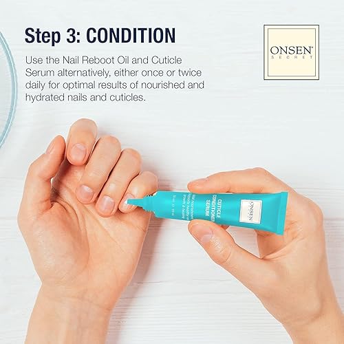 Miniatura 5 de Onsen Secret Kit completo de reinicio de uñas con aceite de cutícula de 0.3 fl oz, lima de uñas de grano 120180 de doble cara, un bloque