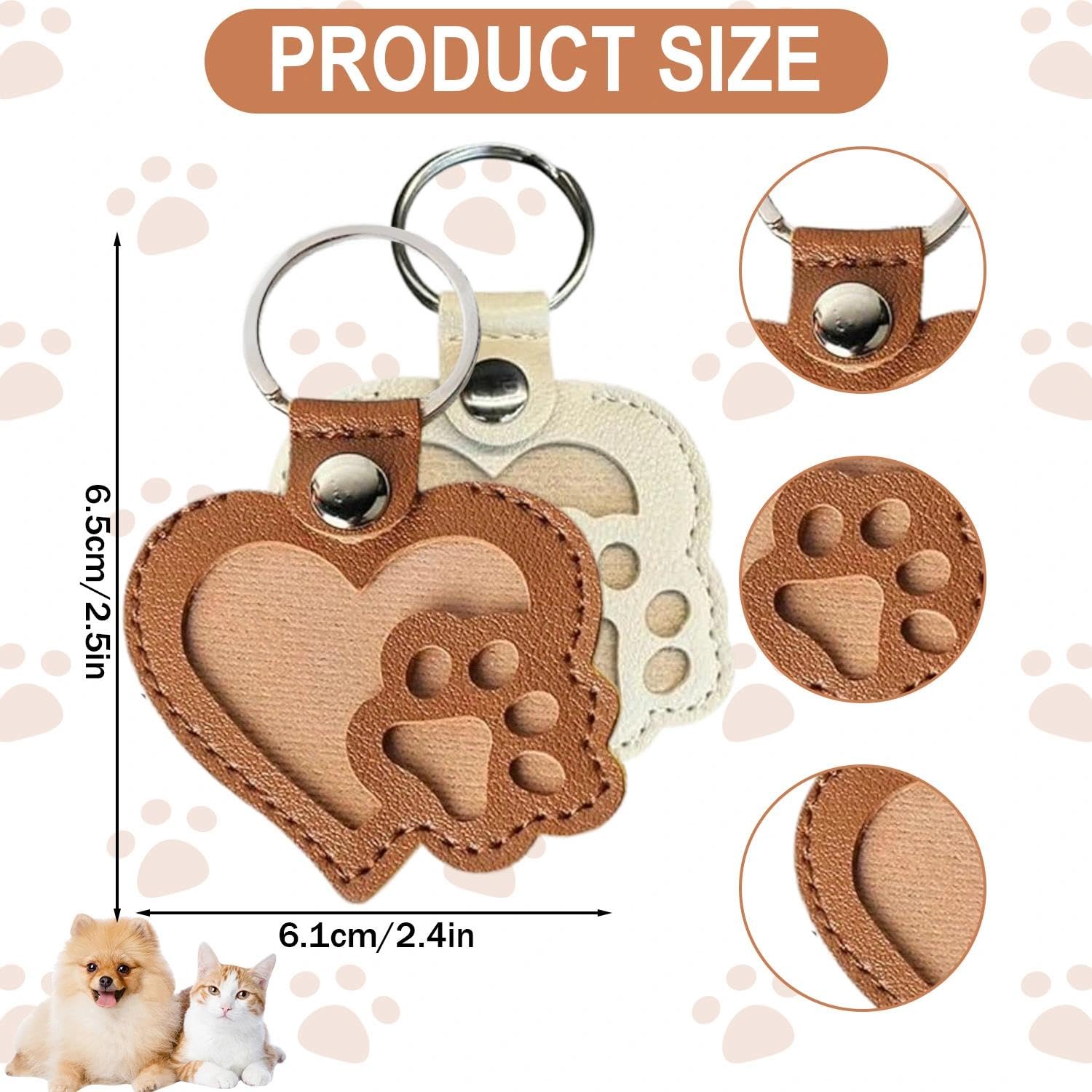 Srumvoat 2 Pack Personalised Pet Hair Keepsake Box, Custom Pet Memorial Keyring for Dog Hair or Cat Fur Pets Remembrance Gift - Image 2