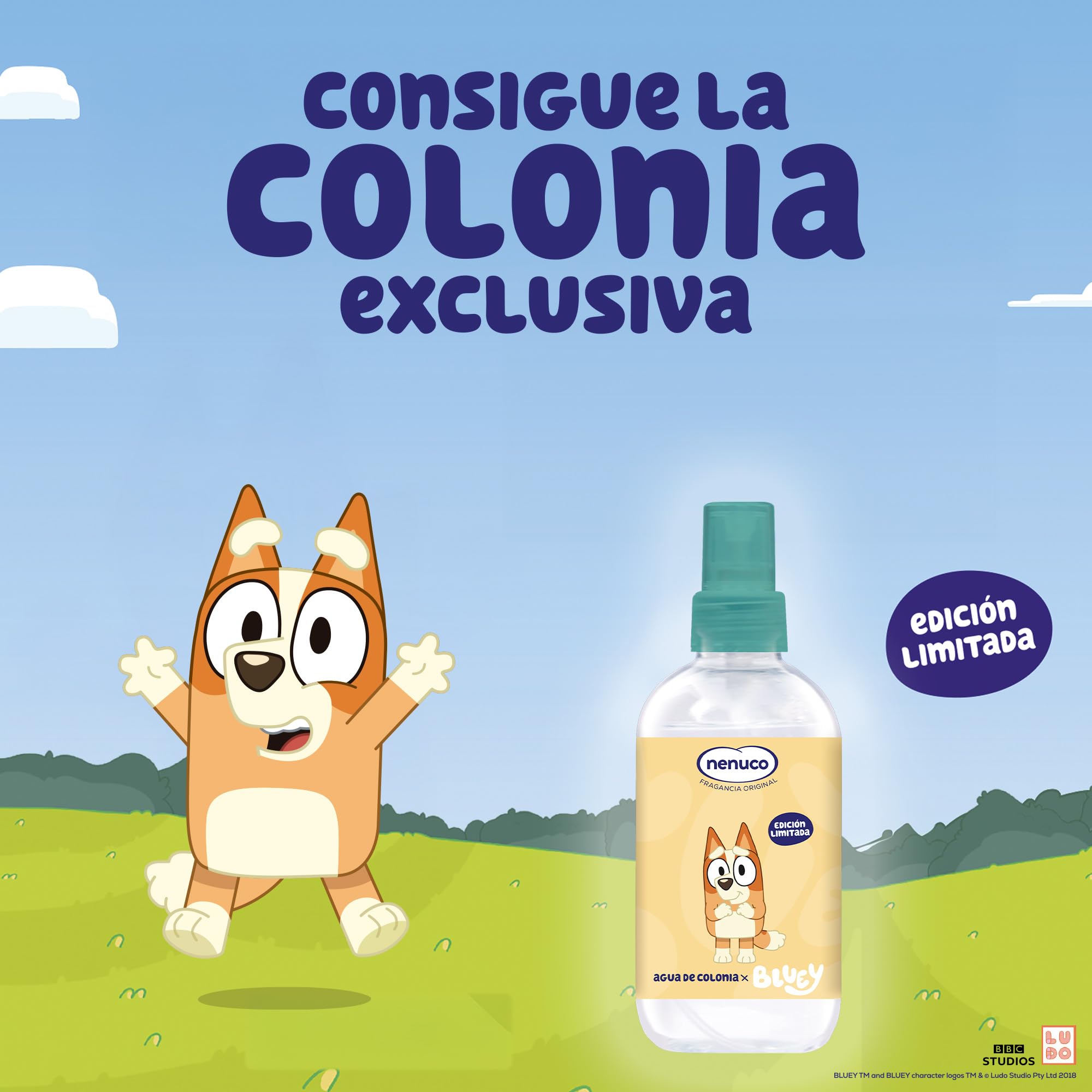 Nenuco Agua de Colonia Fragancia Original, Edición Limitada Bingo (Bluey), recomendada para Bebés (a partir de 3 meses), Formato Spray 240 ml