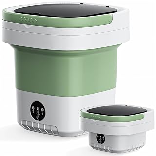 16L Foldable Portable Washing Machine, 45dB Ultra Quiet 3 Speed Mini Laundry Washer, No Installation Compact Underwear Clothes Washer for Travel RV Dorm Apartment Camping Home, Green - Amazon product rated Grade A