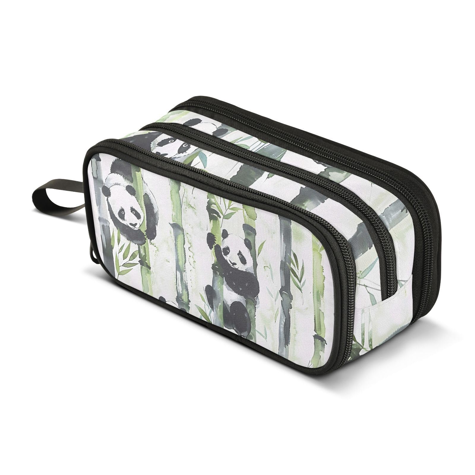 ISAOA Big Capacity Pencil Cases Watercolor Pandas Bamboo Pouch Bag Large Pen Bag Stationery Bag for Girls Boys Student Adults Zipper Pencil Pouch โ image 1