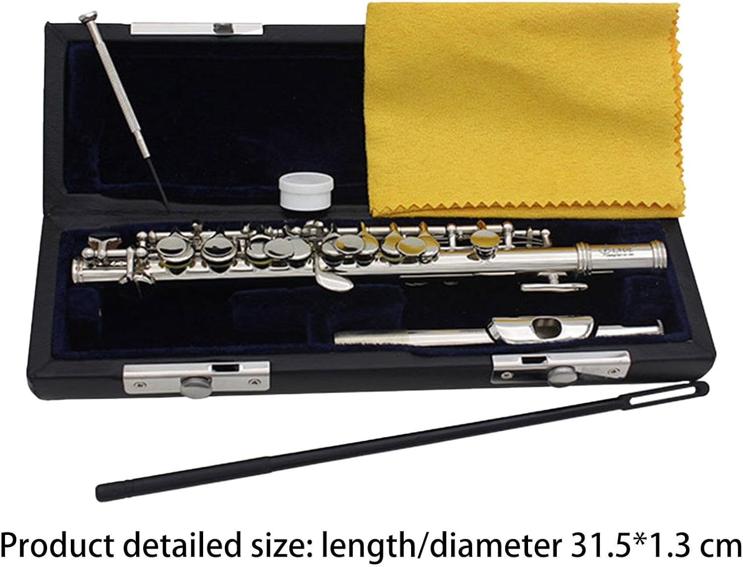 C Key Piccolo Lightweight Easy to Play Woodwind Instrument 16 Hole Flute for Stage Performance Practice Classroom Beginner, Silver