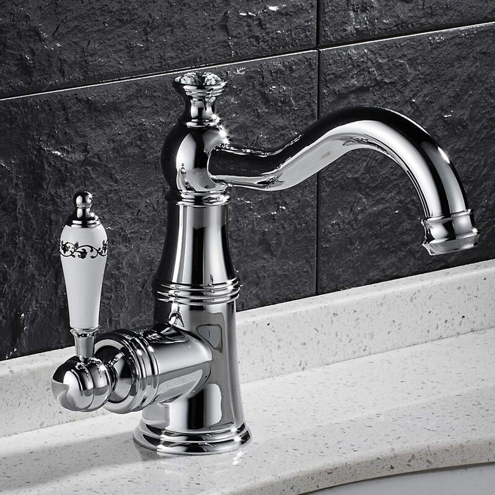 Robinet de lavabo antique anti-éclaboussures avec commande poignée unique