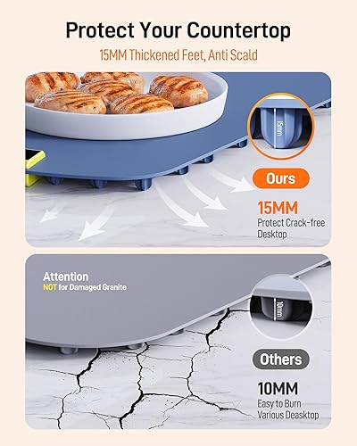 Miniatura 5 de Tapete de calentamiento de alimentos de 23.6 x 15.7 pulgadas, bandeja de calentamiento eléctrica enrollable con 8 niveles de temperatura y