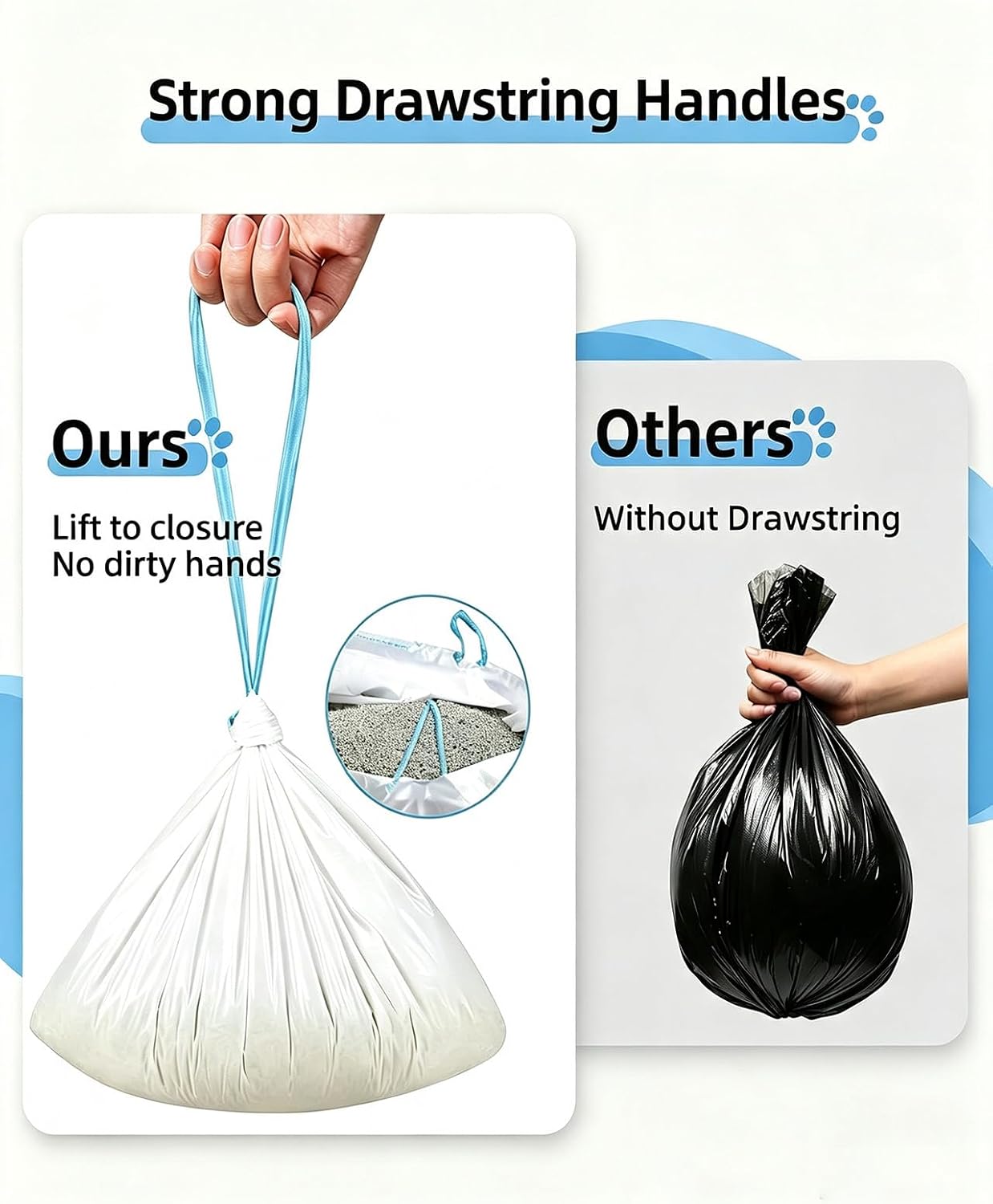 60 Count Drawstring Cat Litter Bags Compatible with MW-SC01/SC02/SC09/LR01 image 5