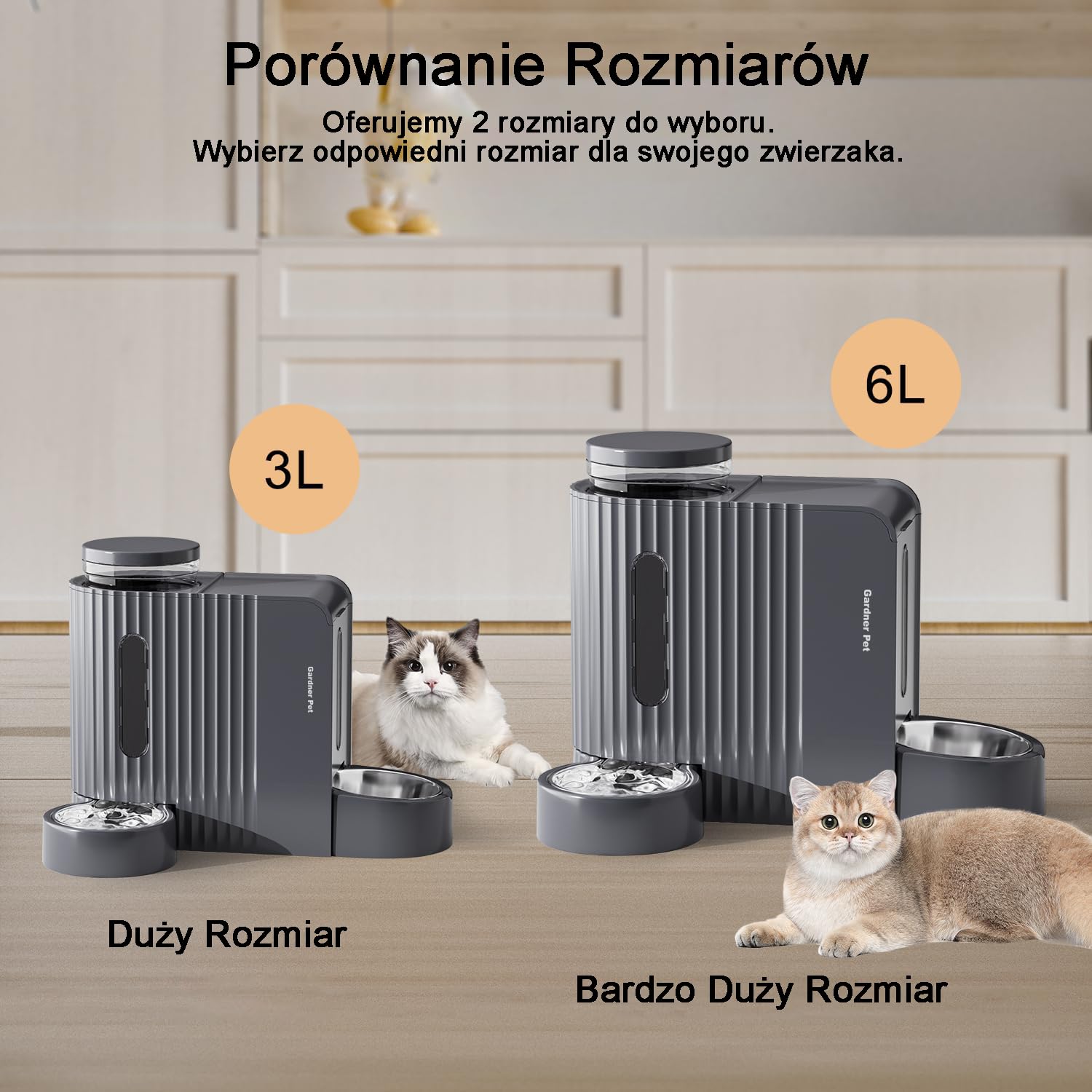 Gardner Pet Automatyczny grawitacyjny podajnik karmy dla kotów i dozownik wody, ze stali nierdzewnej, zestaw 2 w jednym, o dużej pojemności, dla zwierząt domowych, psów, szczeniaków, kociąt (2 x 2