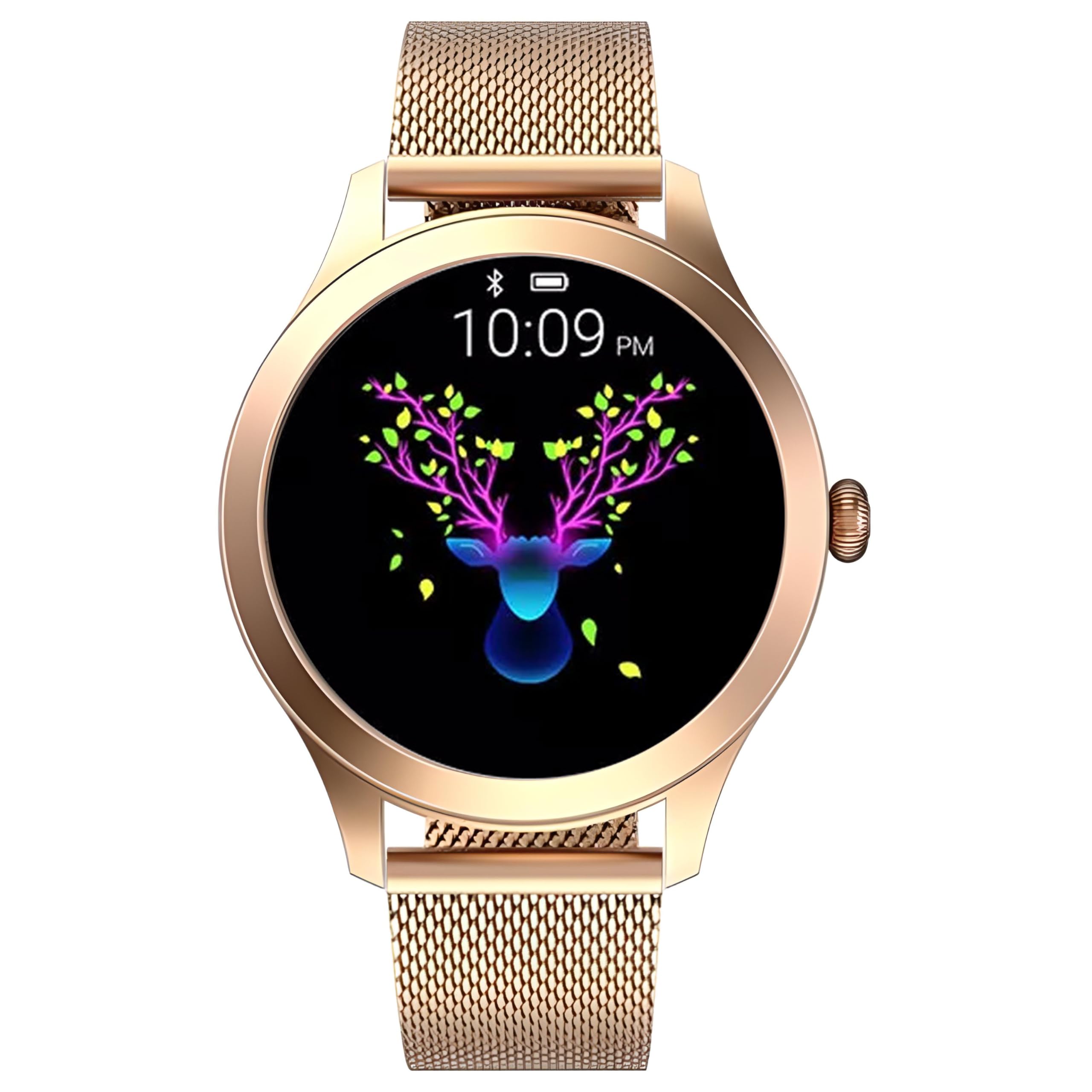 Retoo Montre connectée homme/femme - Téléphone - 1,04" - Touches complètes - Sports - GPS - Fréquence cardiaque - Sport - Chronomètre - Doré