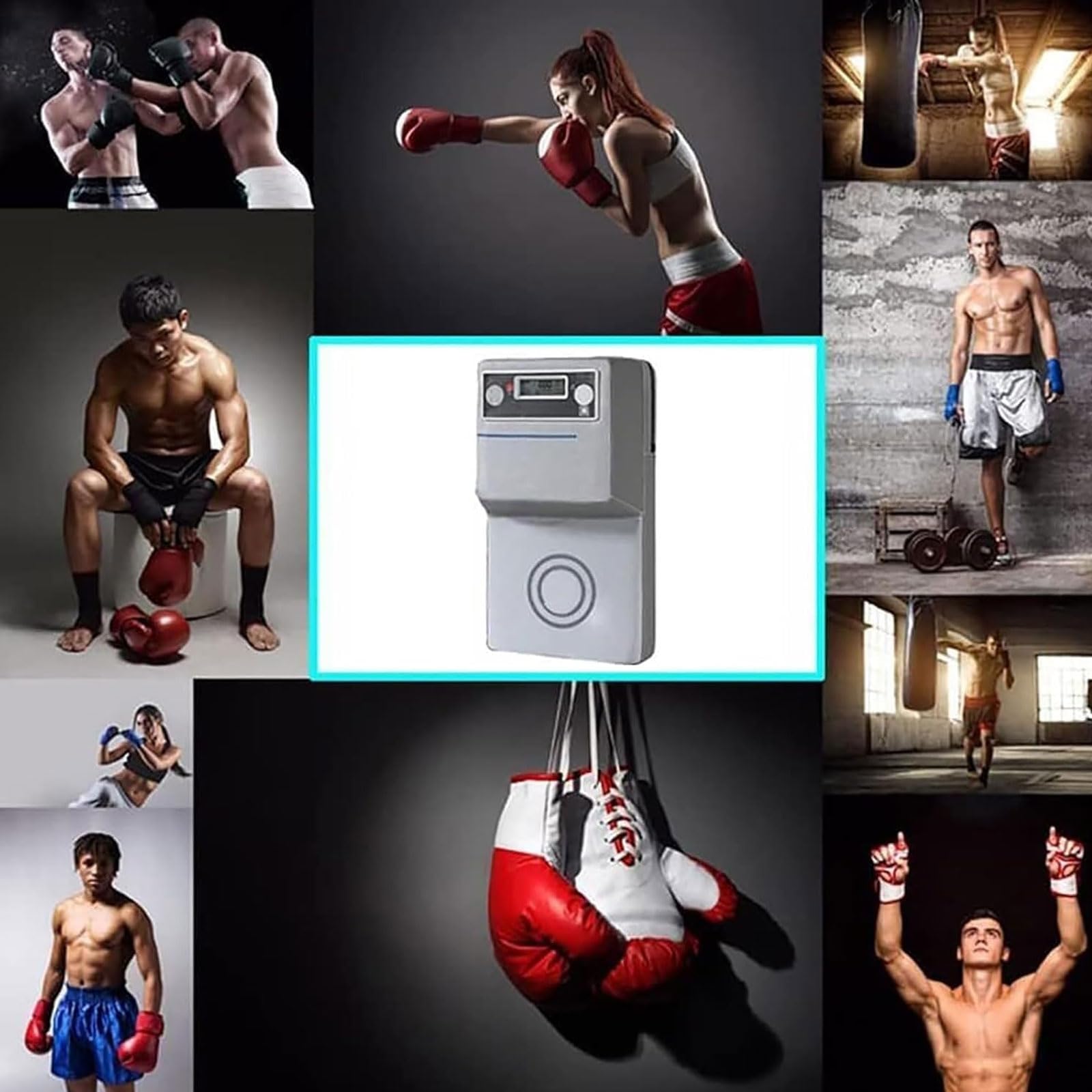 JOSBY Misuratore di Forza del Pugno da Parete, con Display LCD, Cuscinetto da Boxe da Parete, con Musica, misuratore di Forza per Il Pugilato, Facile da installare, Cuscinetto per Colpire, per Uomini
