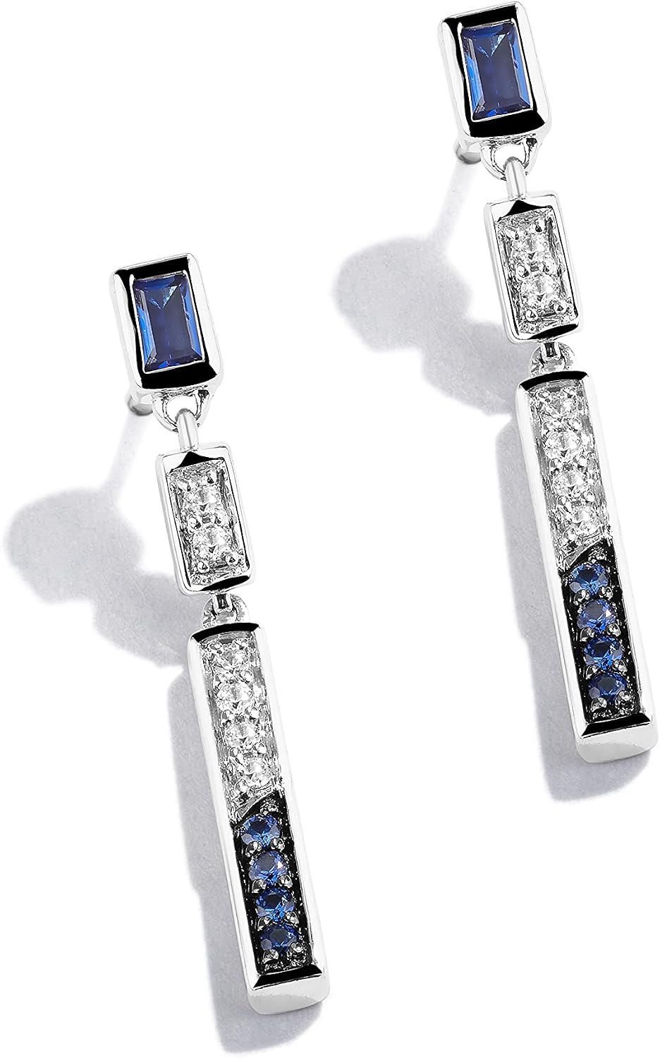Jewelili Star Wars™ Fine Jewelry R2 Series Women's Earrings 1/10 Ct.Tw. White Diamonds and Blue Sapphire Silver