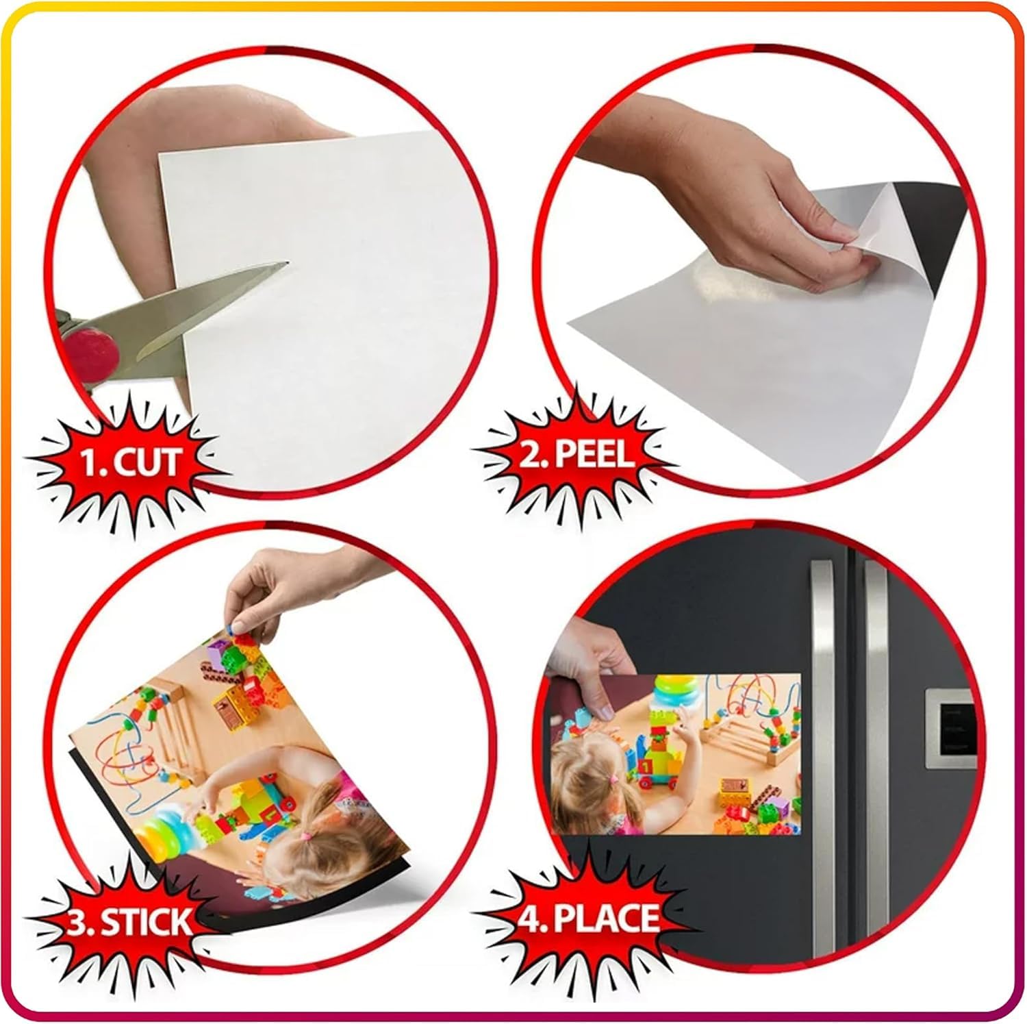 ImagiVibe Magnetic Adhesive Sheets,12x12 Inch Cuttable Magnets Flexible Magnet Sheets with Adhesive for Crafts Photos Classroom Decorations Easy Peel and Stickers for Planning and Organization (1 Pc) 1