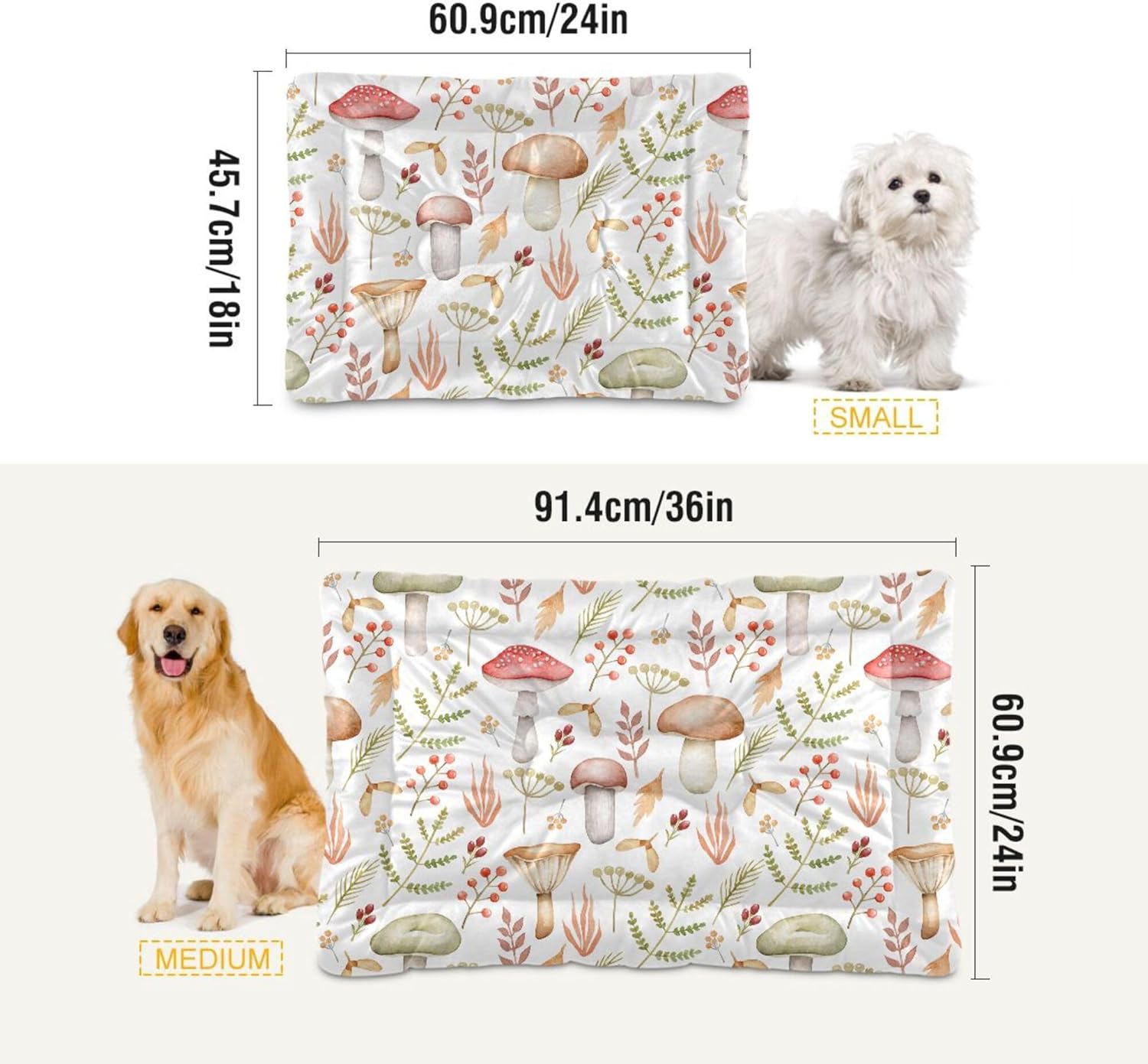 review Mushroom Pet Bed Soft Non-Slip Bottom Design Calming Dog Bed for Small Medium Dogs and Cats,24x18in