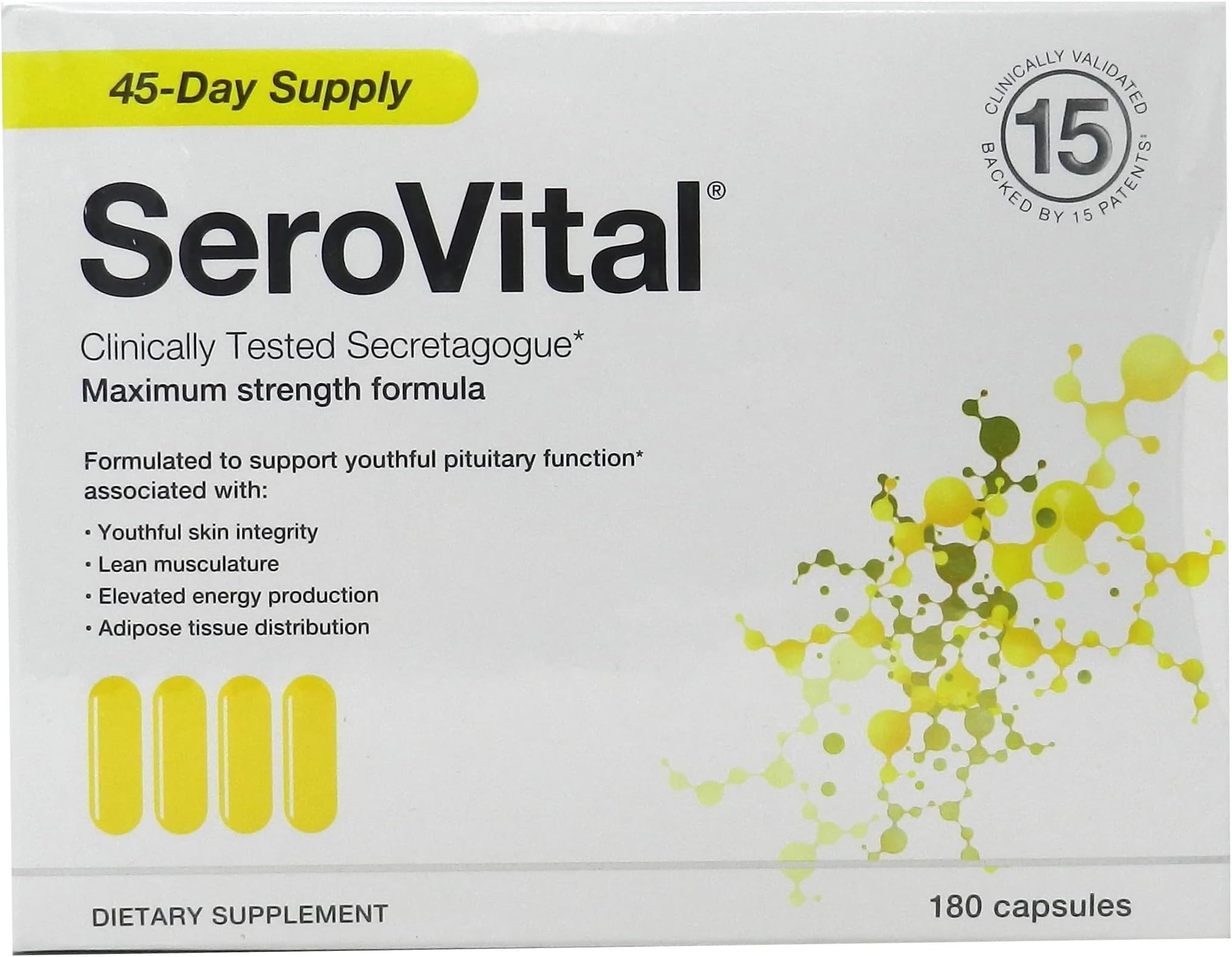 Serovital Renewal Complex - Reverse The Signs of Aging - Clinically Tested to Increase Human Growth Hormone (HGH) - 180 Capsules
