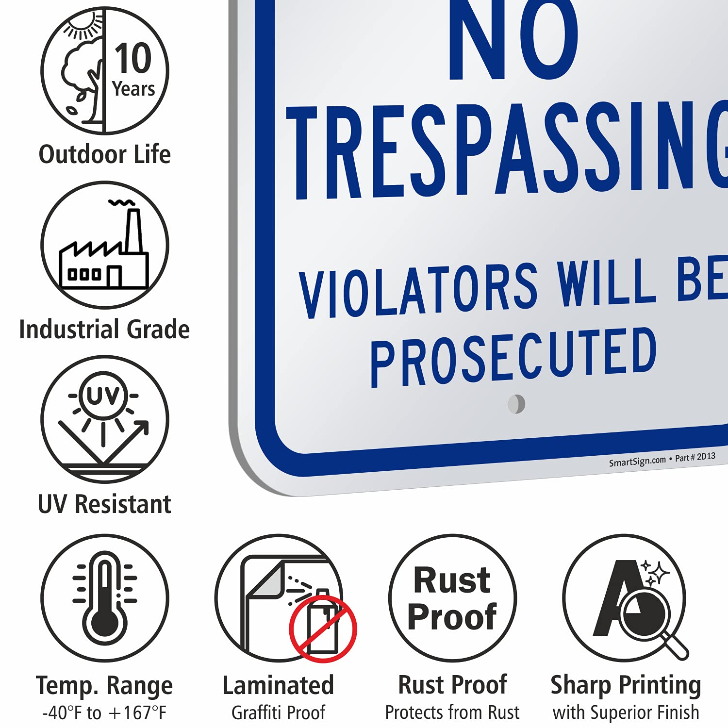 SmartSign 18 x 12 inch “Private Playground - No Trespassing, Violators Prosecuted” Metal Sign, 63 mil Laminated Rustproof Aluminum, Blue and White, Made in USA