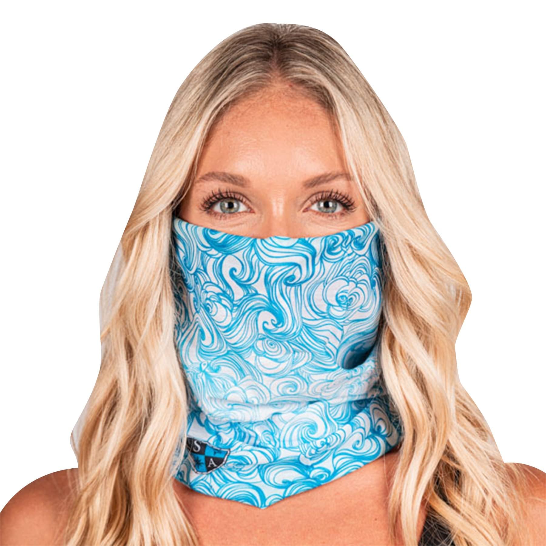 S A Company UV Protection Face Shield | Single UV 30+ Multipurpose Neck Gaiter for Adults (Tidal Waves)