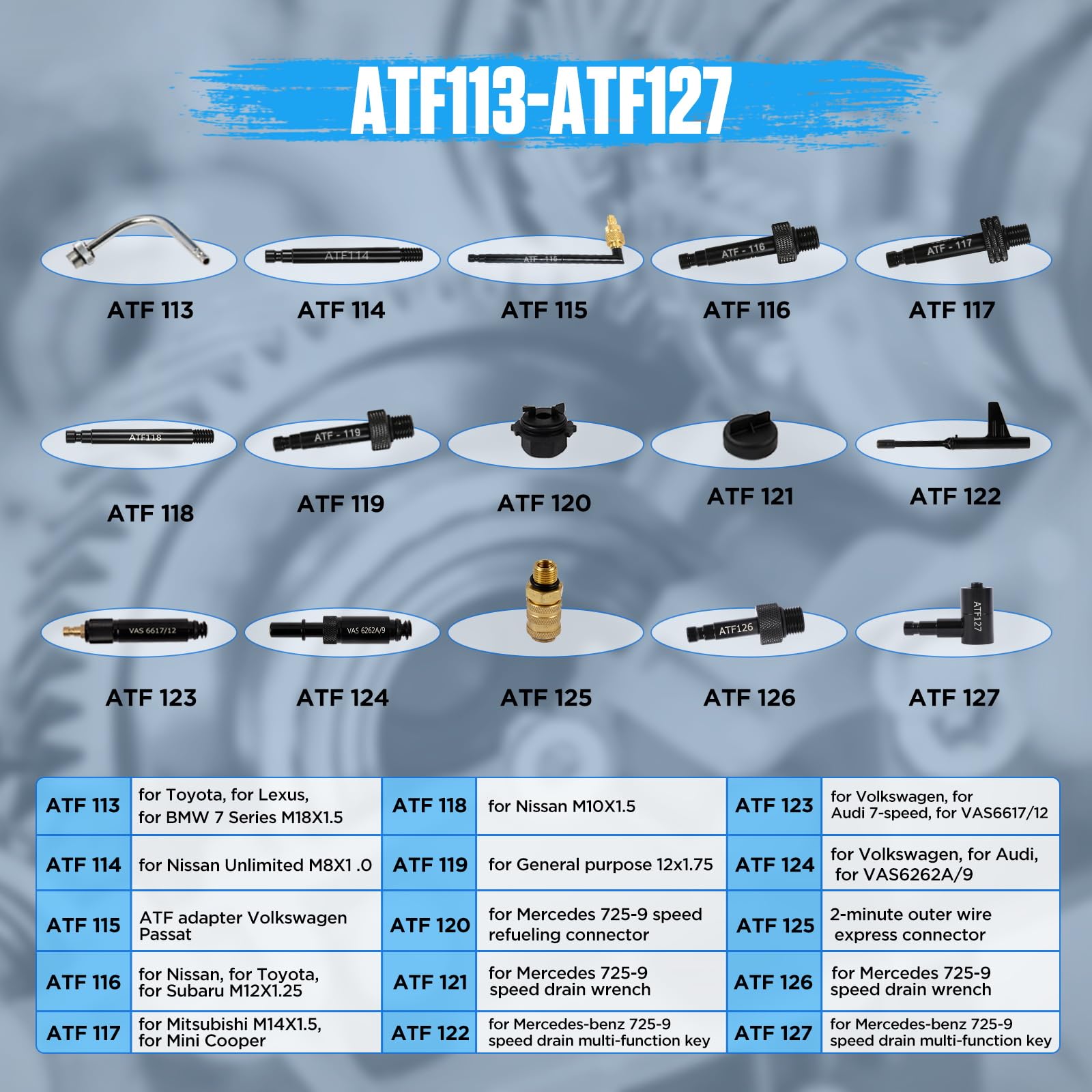 27 Pezzi Adattatore Riempimento Cambio Automatico, PARAOUTIL ATF Adattatore Riempimento, Adattatore del Fluido di Trasmissione Automatica Compatibile con Ford, con BMW, con VW, con Audi ecc.