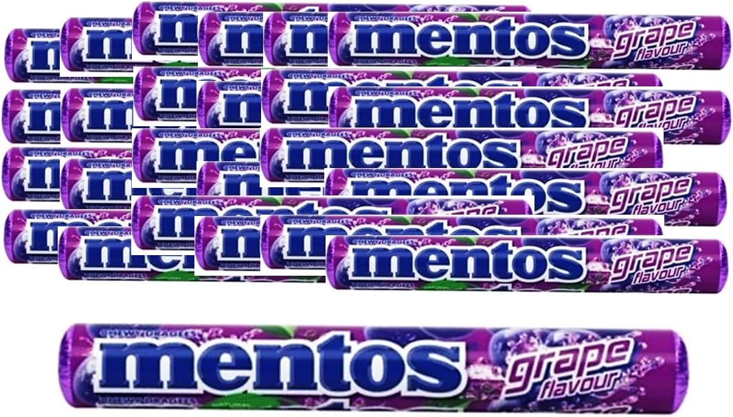 Chewy Mint Grape Candy Roll - Party Pack Of 24 Roll 1.31 Ounce Purple Flavor Fruity Crunchy Non Melting