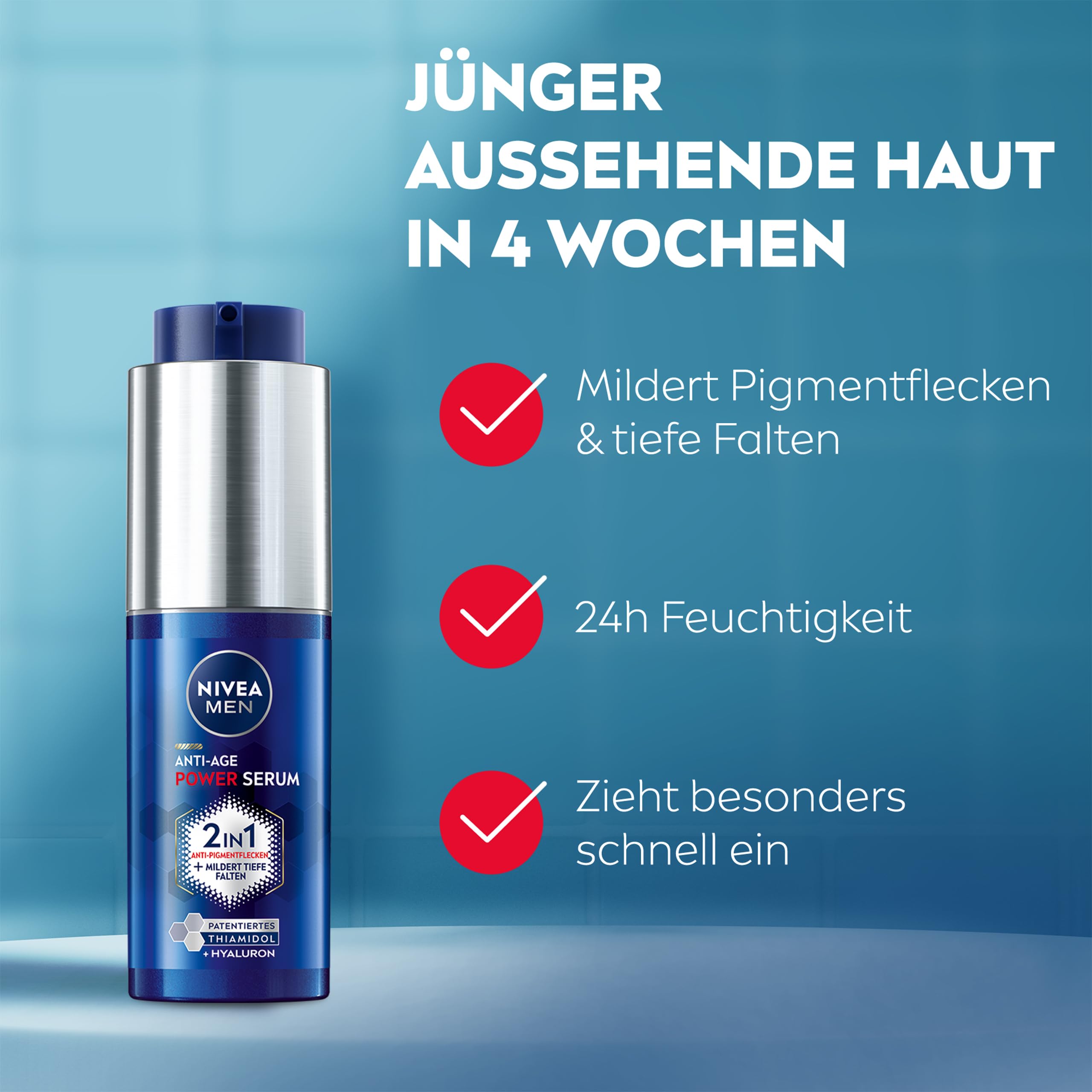 NIVEA MEN Anti-Age Gesichtspflege Set – Geschenkset mit Anti-Age Power Serum (30 ml) und Feuchtigkeitscreme (50 ml) – Pflegeset für jünger aussehende Haut in 2-4 Wochen