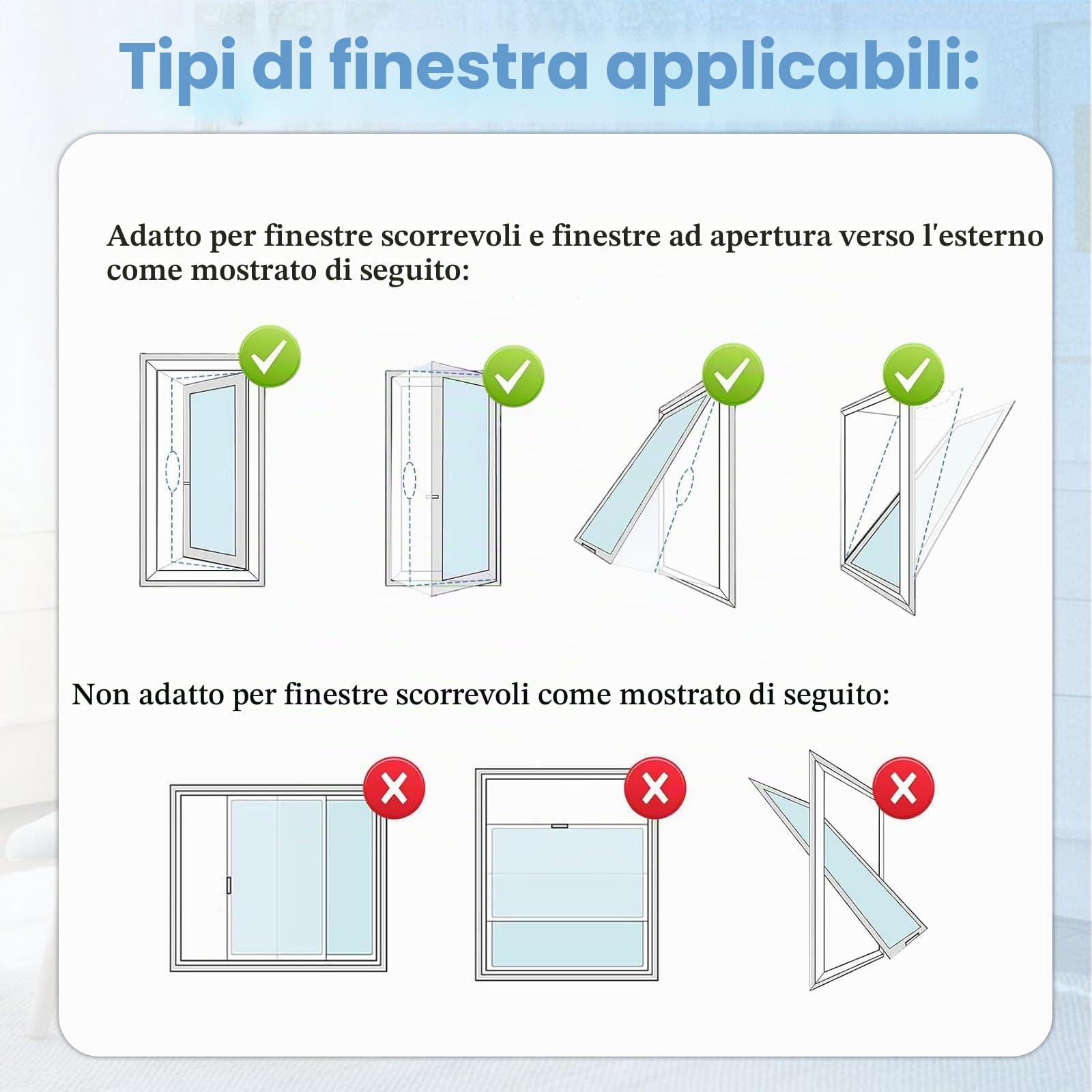 400 cm, per climatizzatori mobili, con chiusura lampo e chiusura adesiva, per lucernari e finestre a battente