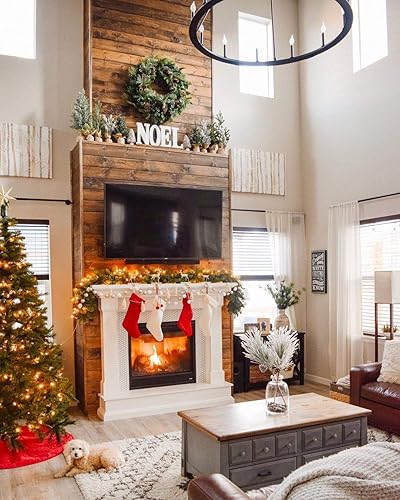 Vista 116 de Fesciory Paquete de 4 medias de Navidad de 18 pulgadas, tamaño grande, calcetines de punto trenzado, regalos y decoraciones para vacaciones Blanco