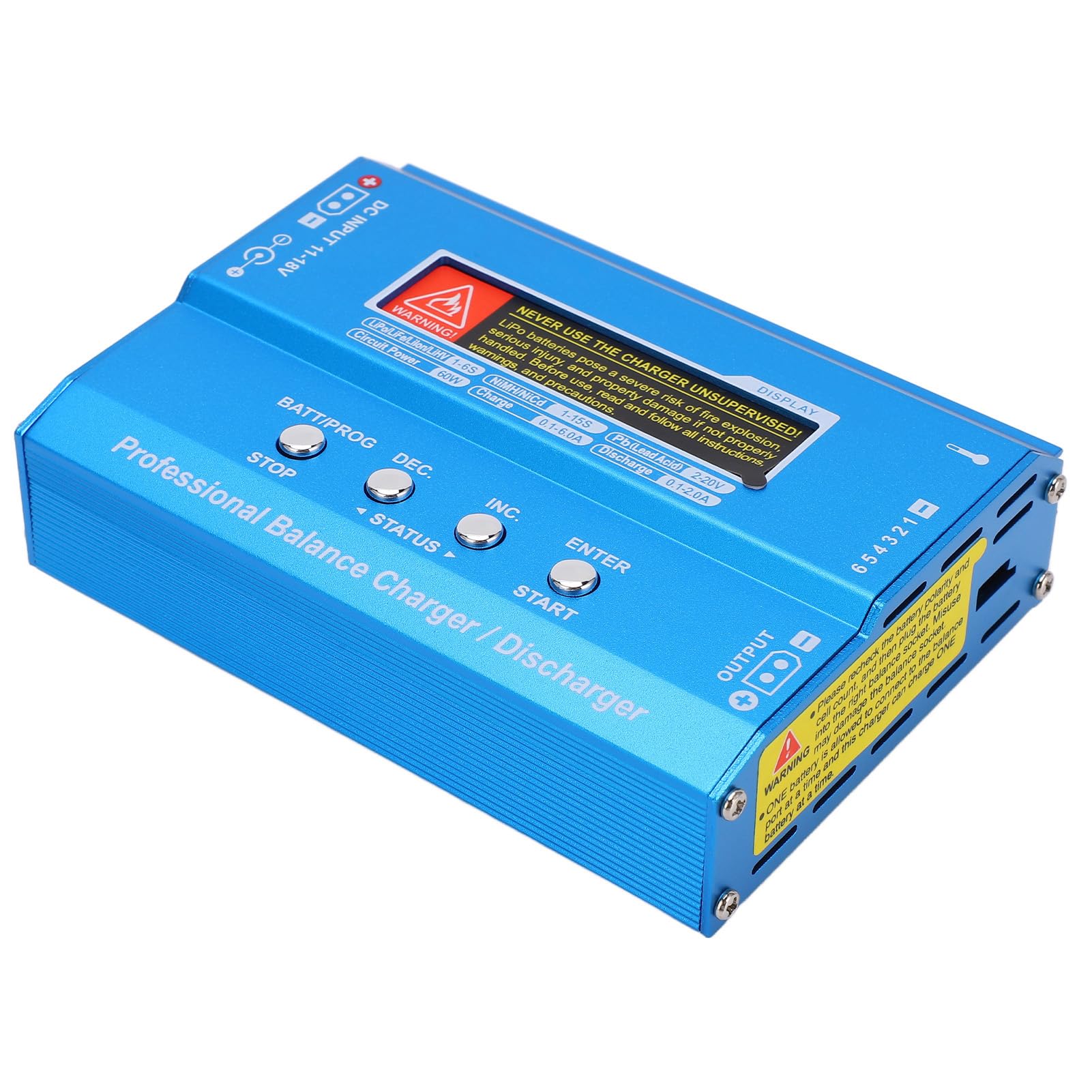 VGEBY Descargador de Cargador de Equilibrio de Batería LiPo de 60W 6A, Pequeña y Potente Estación de Carga Multifuncional con Medición de Temperatura, para Baterías LiPo Life LiIon