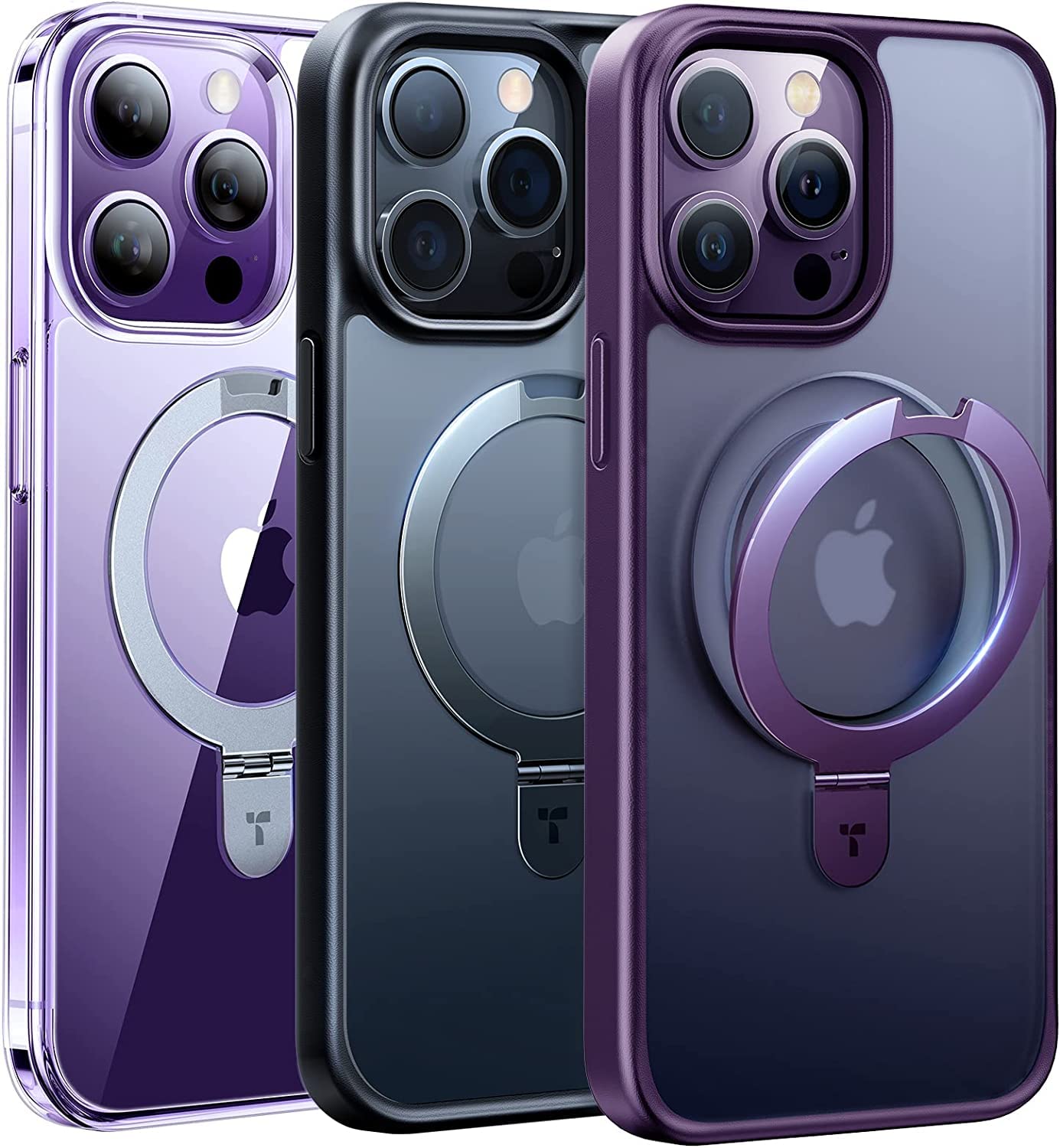 Coque iPhone 14 Pro Max aimantée avec support coque translucide noire
