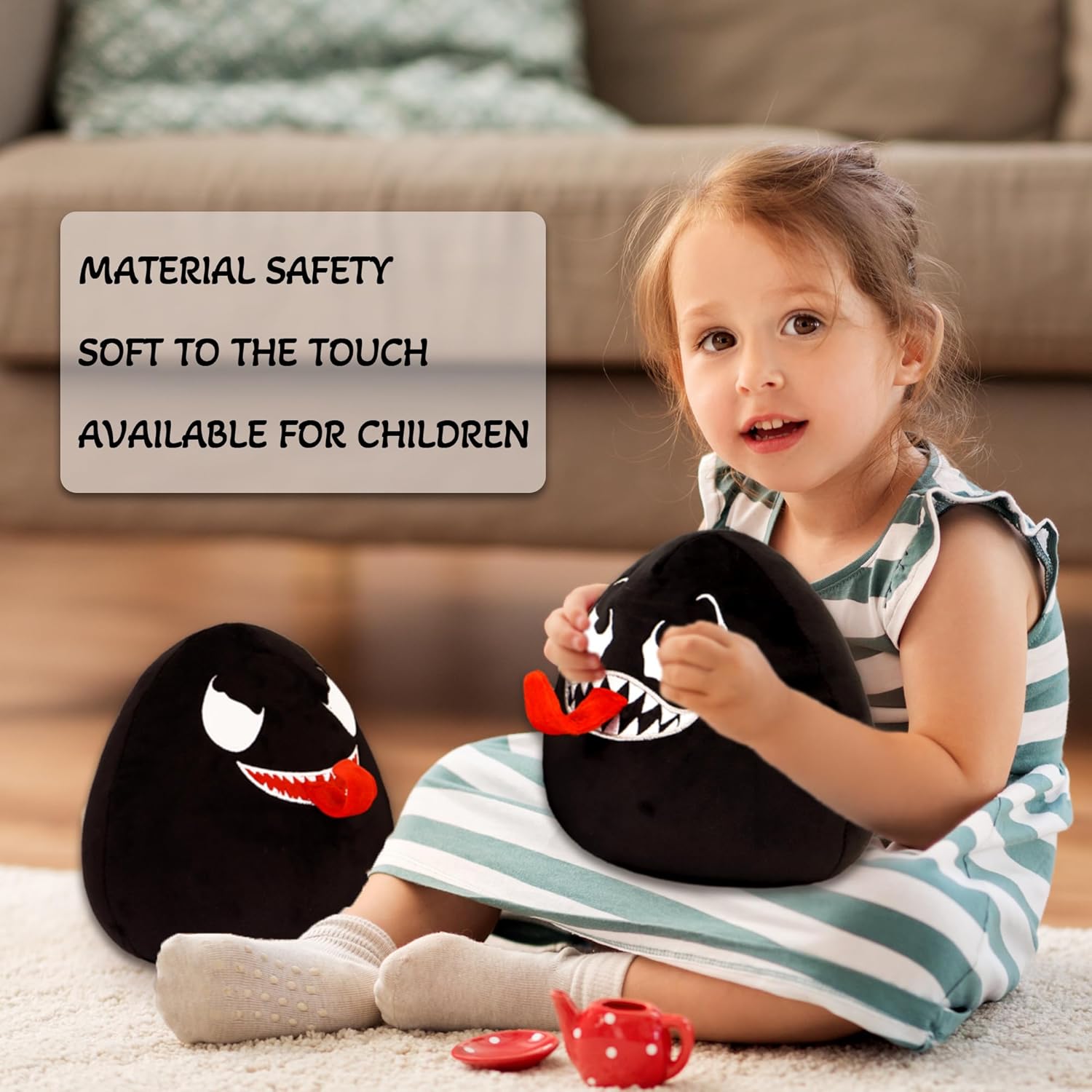 Venom Plush Toy with Elastic Tongue – 8 inch Soft Venom Stuffed Pillow for Boys and Girls, for Fans (Black-A) - Image 5