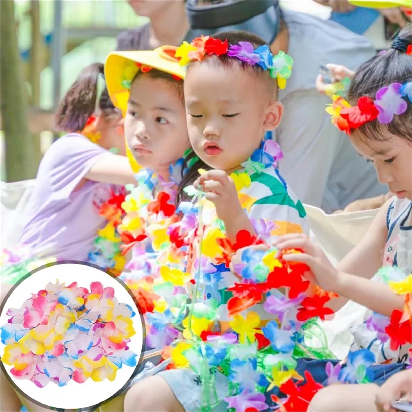 Hawajskie kwiatowe girlandy, 20/30 szt. Hawajski wianek ze sztucznych kwiatów na przyjęcie urodzinowe plaży(Color a,30PCS)