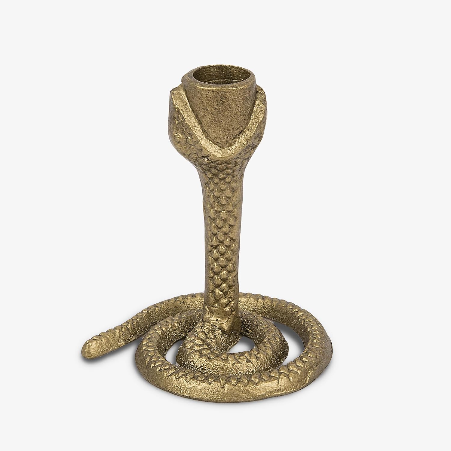 Luminara Wrought Iron Snake Taper Candlestick Holder - Vintage Brass Antique Design - 6.25" - Home Decor Centerpiece - Traditional Table Decoration
