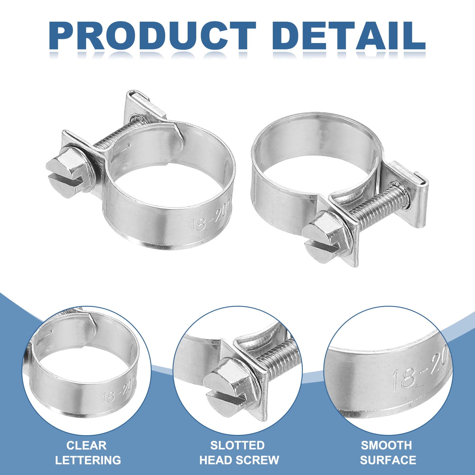 PATIKIL 5 Pcs 18-20mm Mini Fuel Injection Hose Clamps Stainless Steel Adjustable Clamp - Image 4