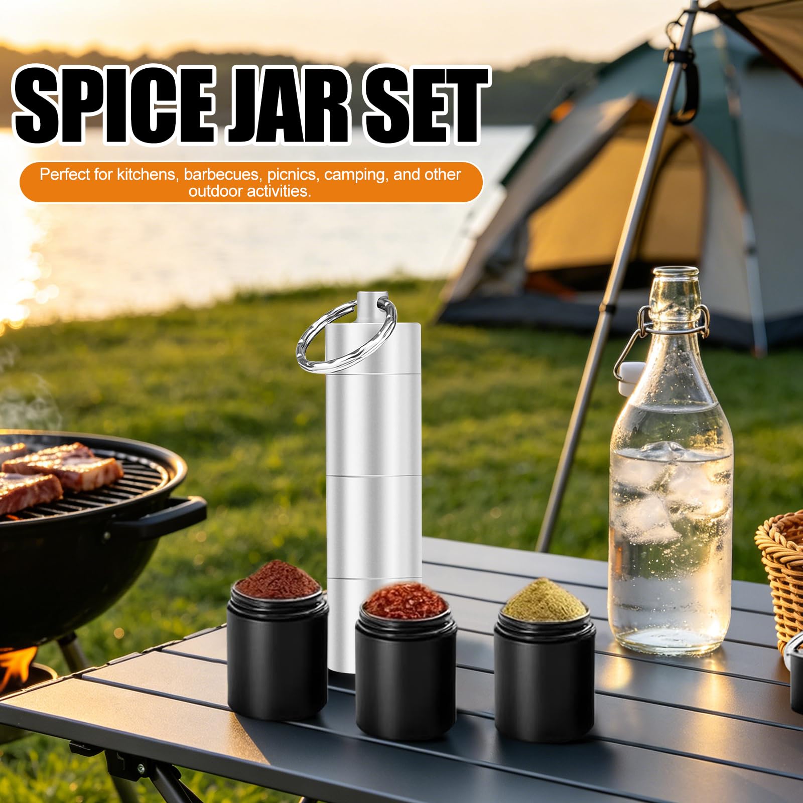 2 szt. Mini solniczka, aluminiowy hermetyczny pojemnik na przyprawy, przenośny do podróży i na kemping, praktyczny do kuchni domowej i grilla na zewnątrz