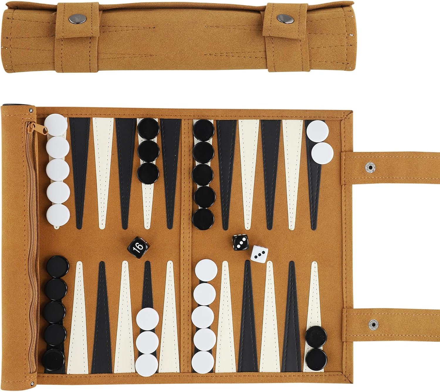 Travel Backgammon Set, Lightweight Roll-up Classic Board Game Travel Backgammon Sets for Adults, Portable Chess Set for 2 Players, Ideal for Travel, Camping, Backpacking, Trips, 12.5x10 Inch