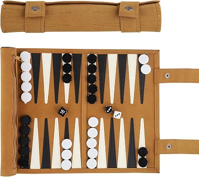Travel Backgammon Set, Lightweight Roll-up Classic Board Game Travel Backgammon Sets for Adults, Portable Chess Set for 2 Players, Ideal for Travel, Camping, Backpacking, Trips, 12.5x10 Inch