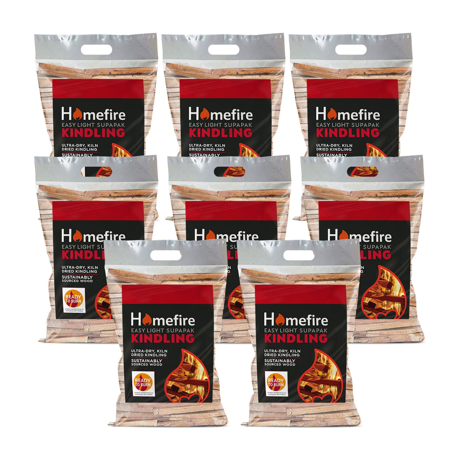 Homefire Sustainably Sourced Supapak Wood Kindling, for Wood Burners, Open Fires, Multi-fuel Stoves (8 Packs)