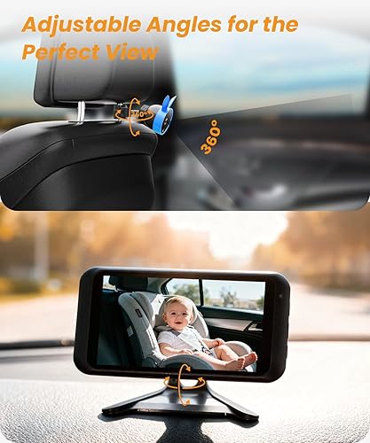 Miniatura 8 de Babyvue BV2 - Cámara de coche USB para bebé cámara de asiento de automóvil de 4.5 pulgadas con vista de espejo transparente de 1080P, fácil